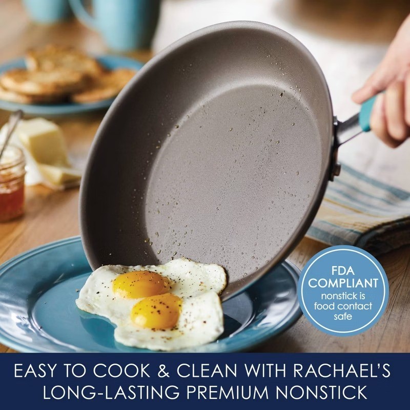 Rachael Ray Cucina Twin Pack Nonstick Frying Pan Set, Blue, 9.25″ & 11″