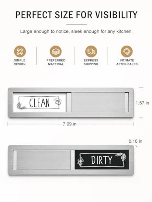 Dishwasher Magnet Clean Dirty Sign, Premium Stainless Steel, Dishwasher silver