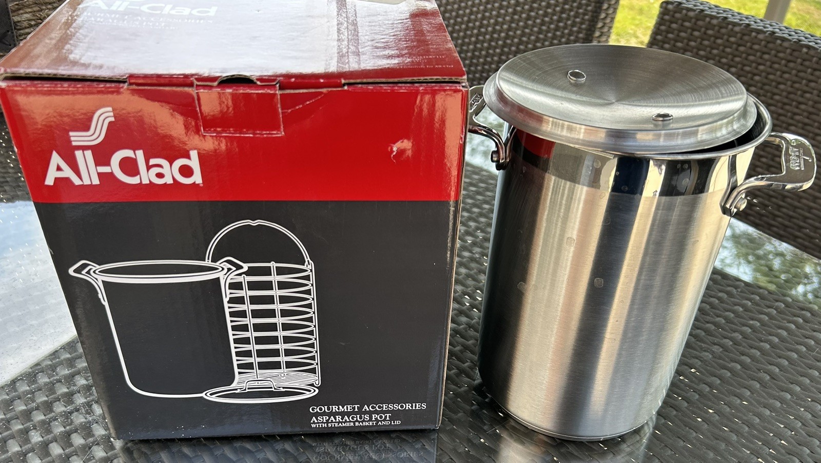 All Clad Asparagus Stainless Steel Steamer Pot With Basket & Lid