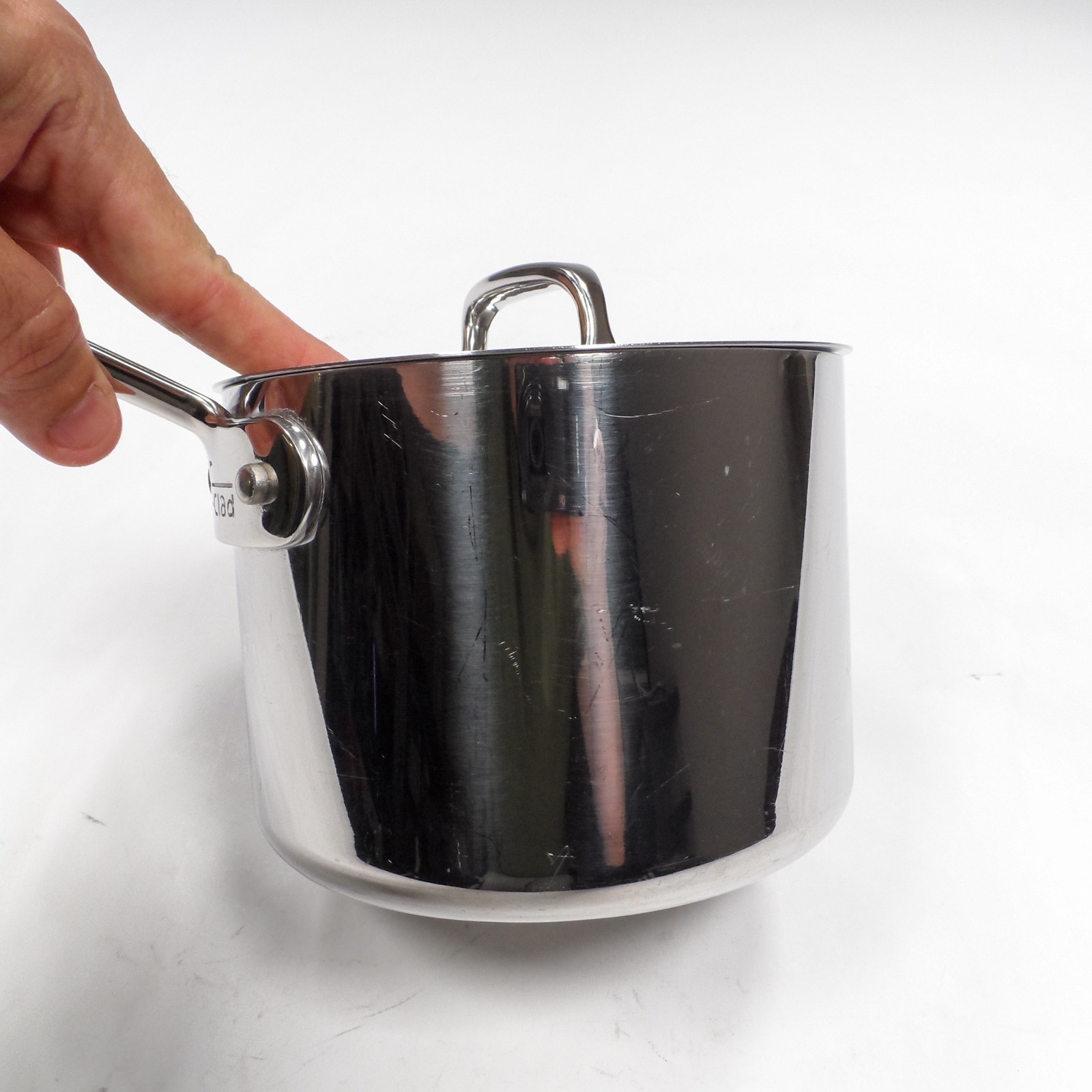 All Clad Made in USA Tri Ply 6″ 2 Quart Stainless Steel Sauce Pan Pot – With Lid