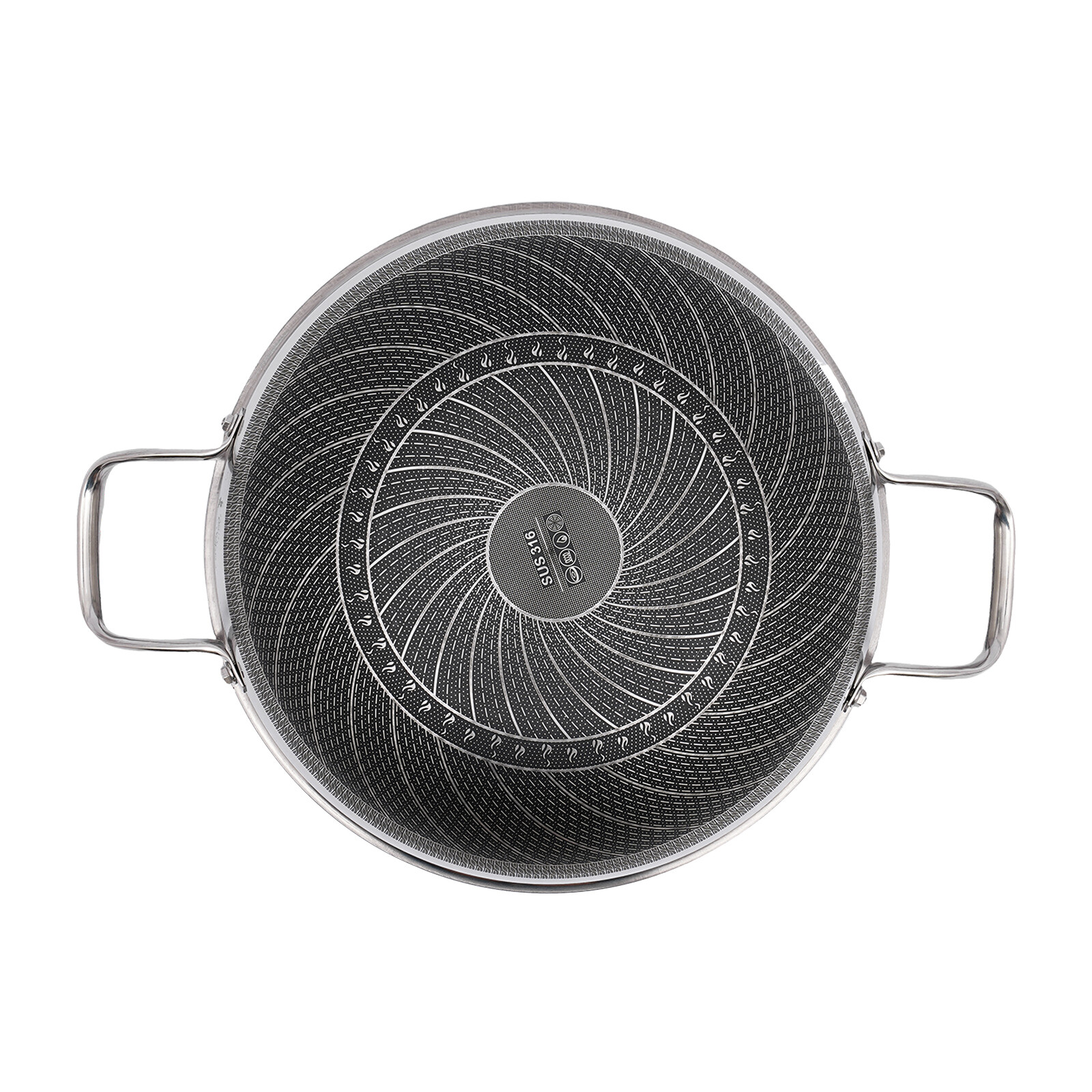 32cm Stainless Steel Non-Stick Pan with Lid and Easy Carry Handles