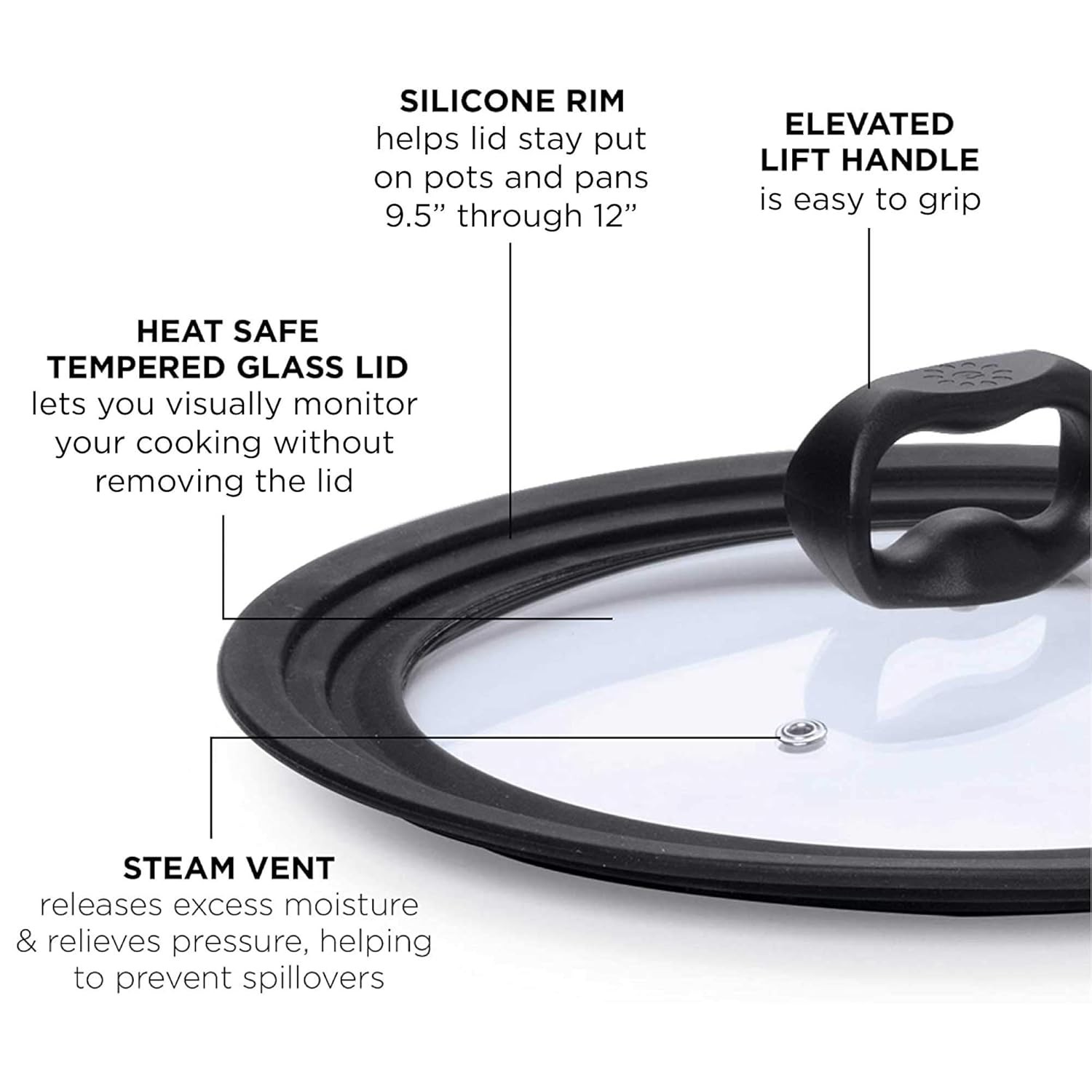 Universal Lid for Pots and Pans 9.5-12 Inch Stainless Steel Cookware Universal