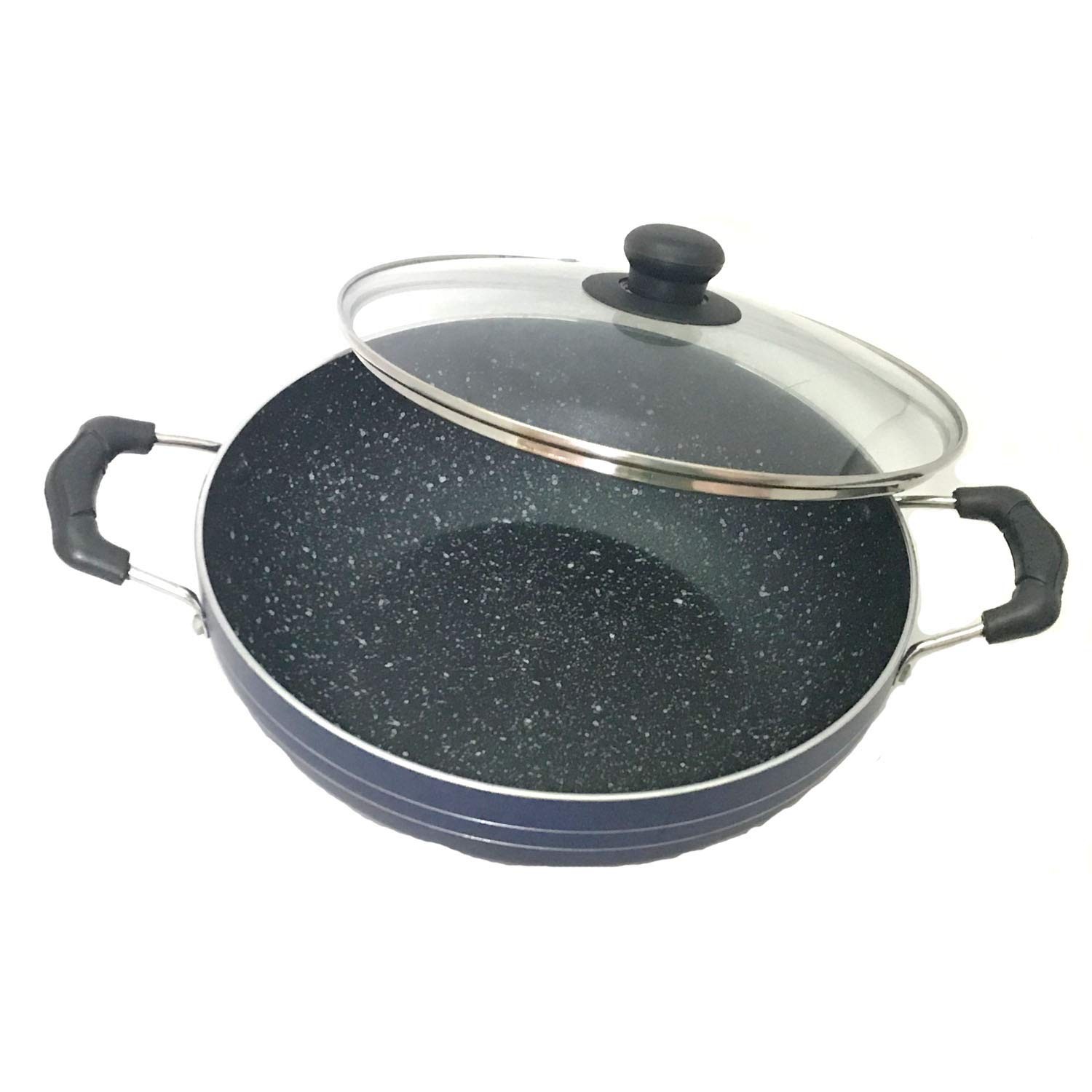 Induction Base Non-Stick Kadai with Glass Lid 240mm Deep Fry Pan Kadai Indian…