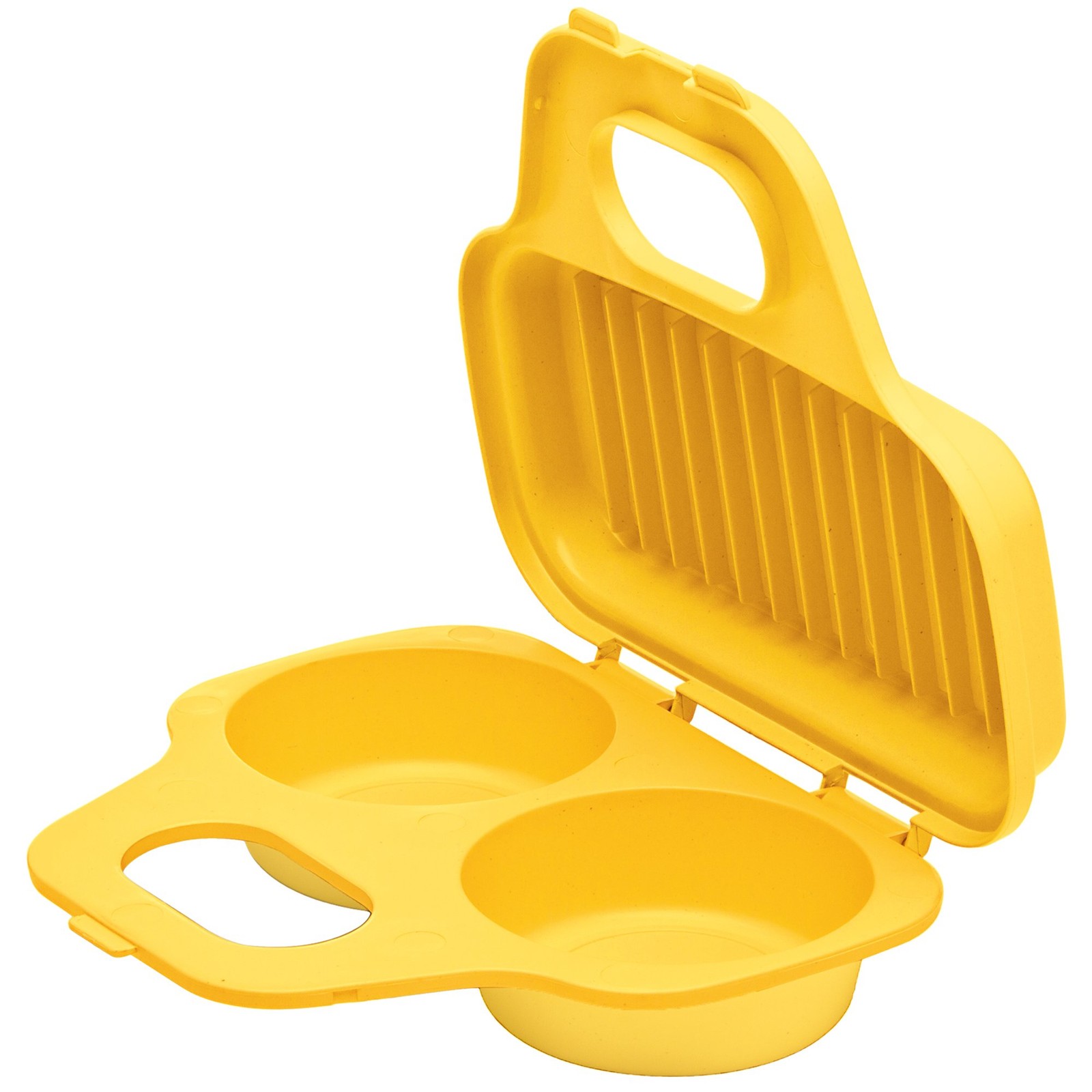 Microwave Egg Poacher Yellow Easy to Use Cooker Boiler Kitchen Tool Breakfast