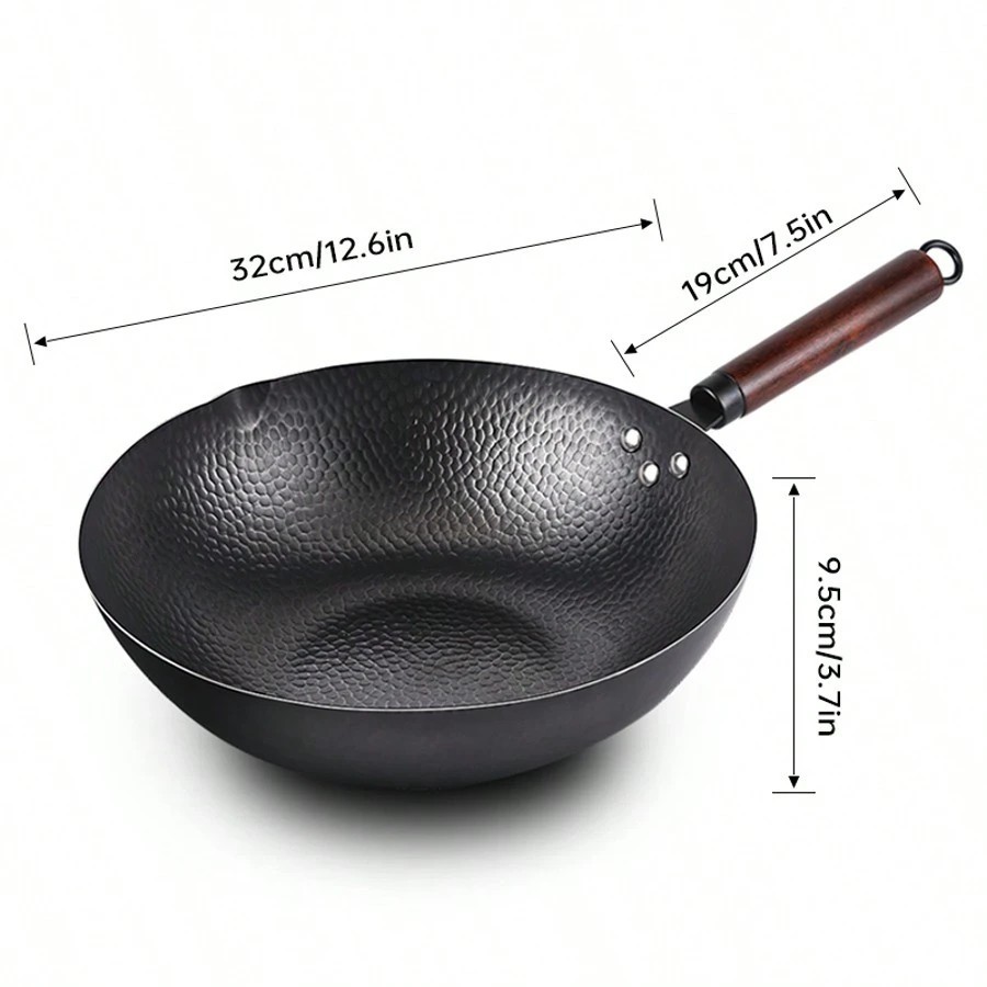 TIROTO 12.6″ Carbon Steel Wok Set 11pc Stir Fry Pan with Lid Induction Gas NEW