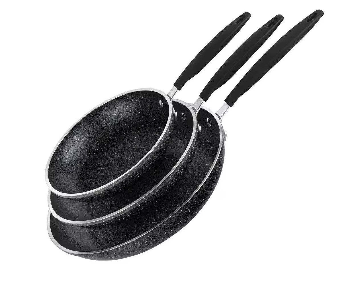 GRANITESTONE Frying Pan Set Nonstick Black Diamond Coated 3-Pc (8″,10″, 12 in.)