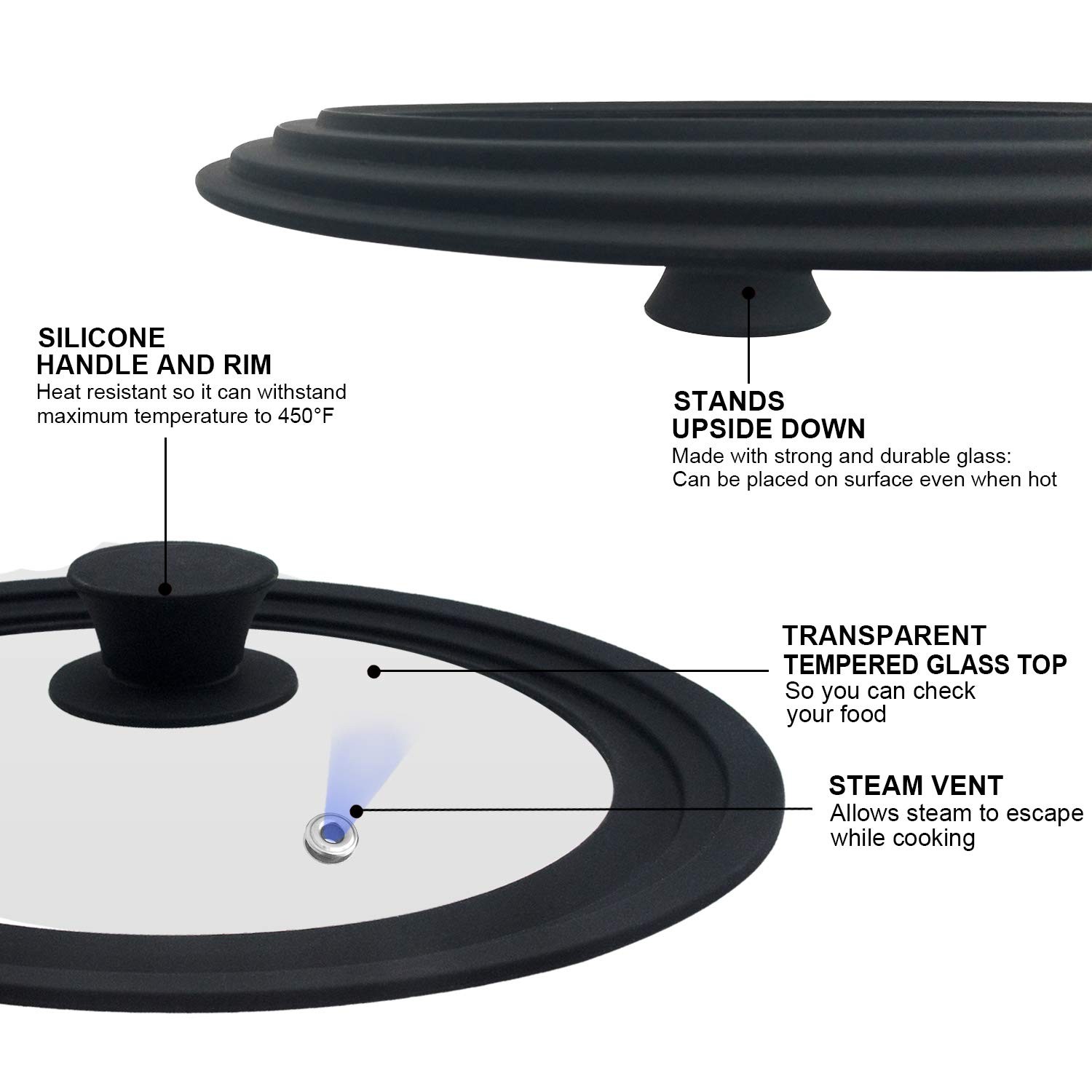 Universal Lid for Pots, Pans and Skillets – Tempered Glass with Heat Resistan…