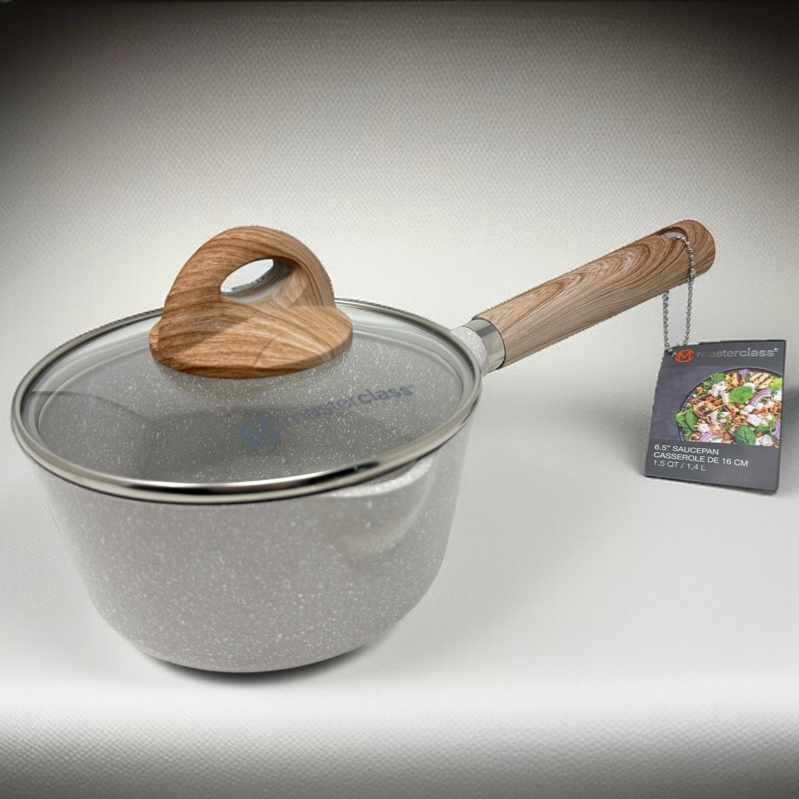 Saucepan Casserole With Lid Nonstick Masterclass Kitchen Cookware 6.5 in 1.5 Qt