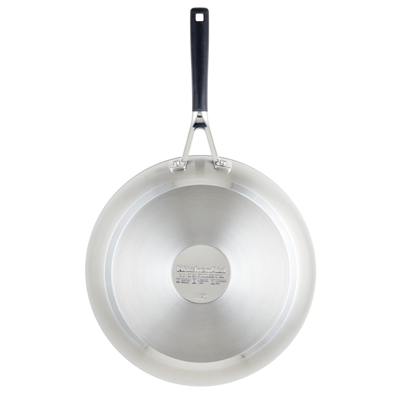 Stainless Steel Induction 12 inch Frying Pan, Brushed Stainless Steel