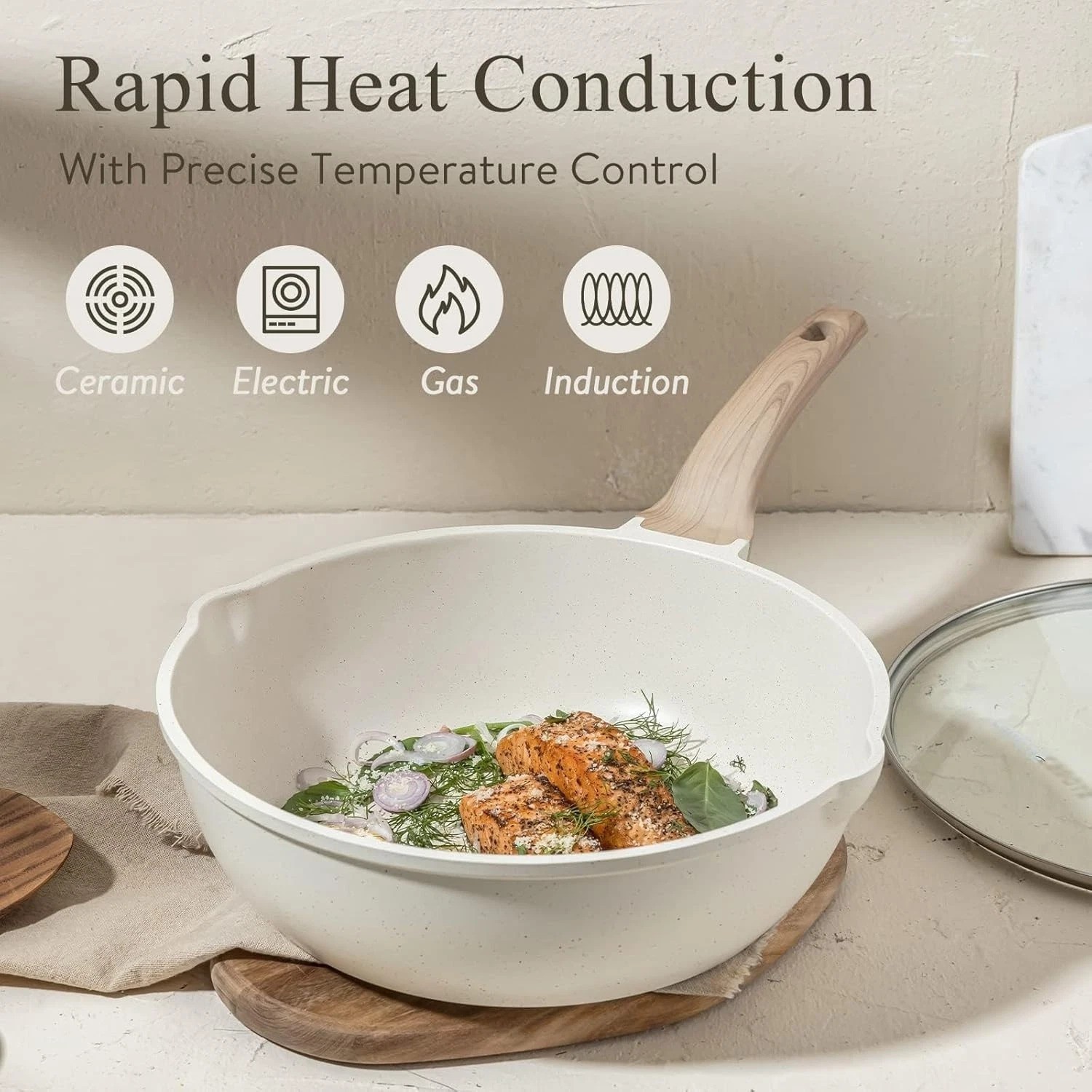 Effortless Cooking with 16-Piece White Granite Cookware Set – Induction Ready