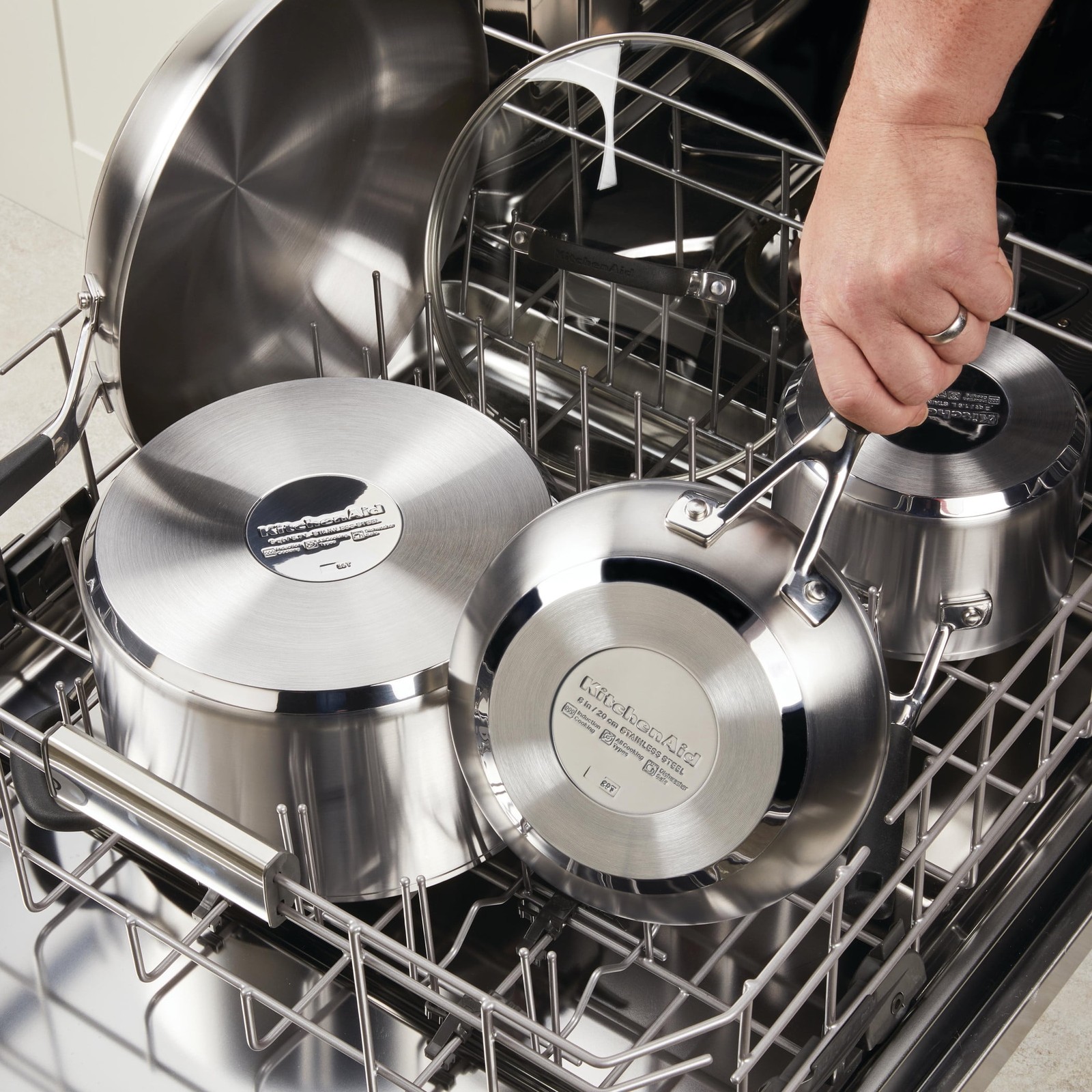 Stainless Steel Induction 12 inch Frying Pan, Brushed Stainless Steel