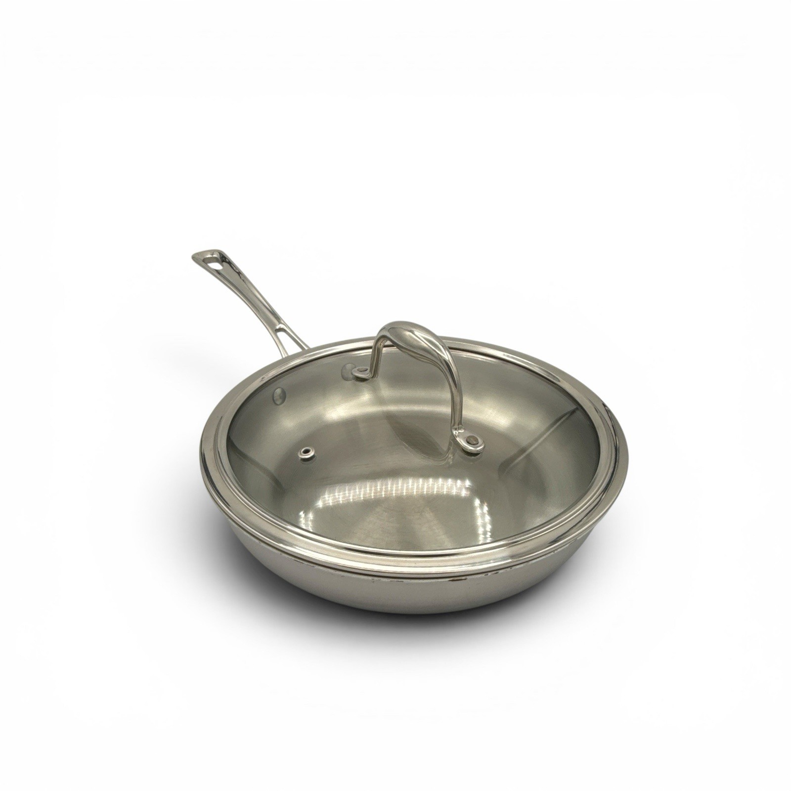 Italic 5-Ply Stainless Steel Clad Frying Pan w/ Lid Italy 10-1/8in