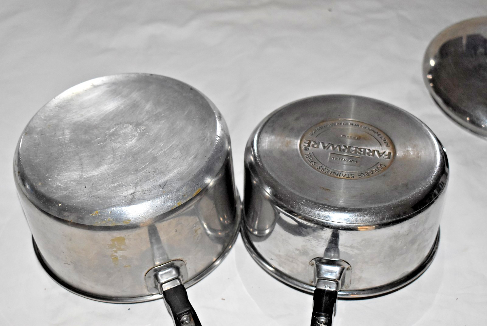 5 pc. FARBERWARE 1 1/2 qt + 2 qt DOUBLE BOILER + SAUCEPAN Pan POT & 2 Lids USA