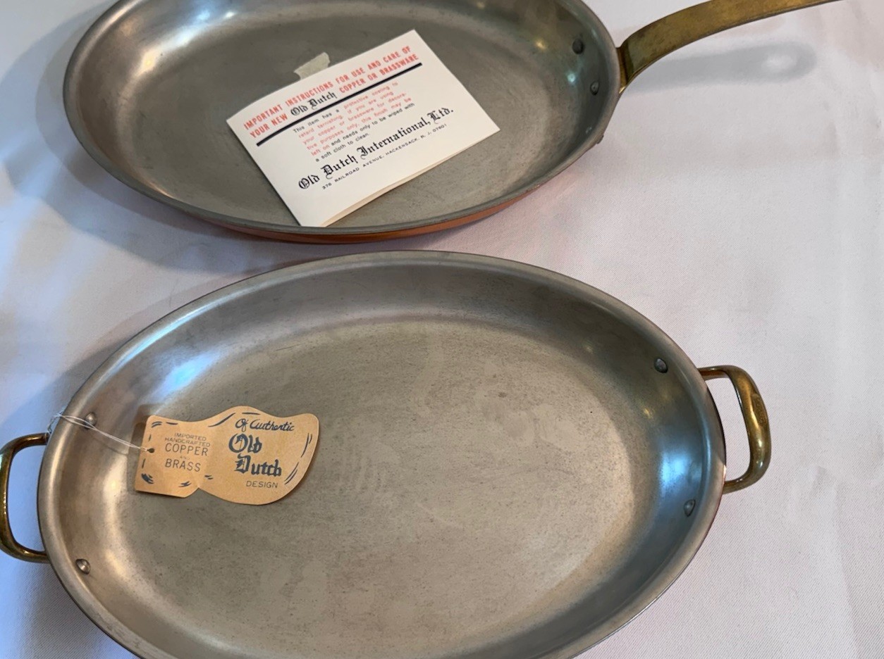 Old Dutch International Solid Copper Au Gratin Pan And Saute Pan 12.5 Inches NWT