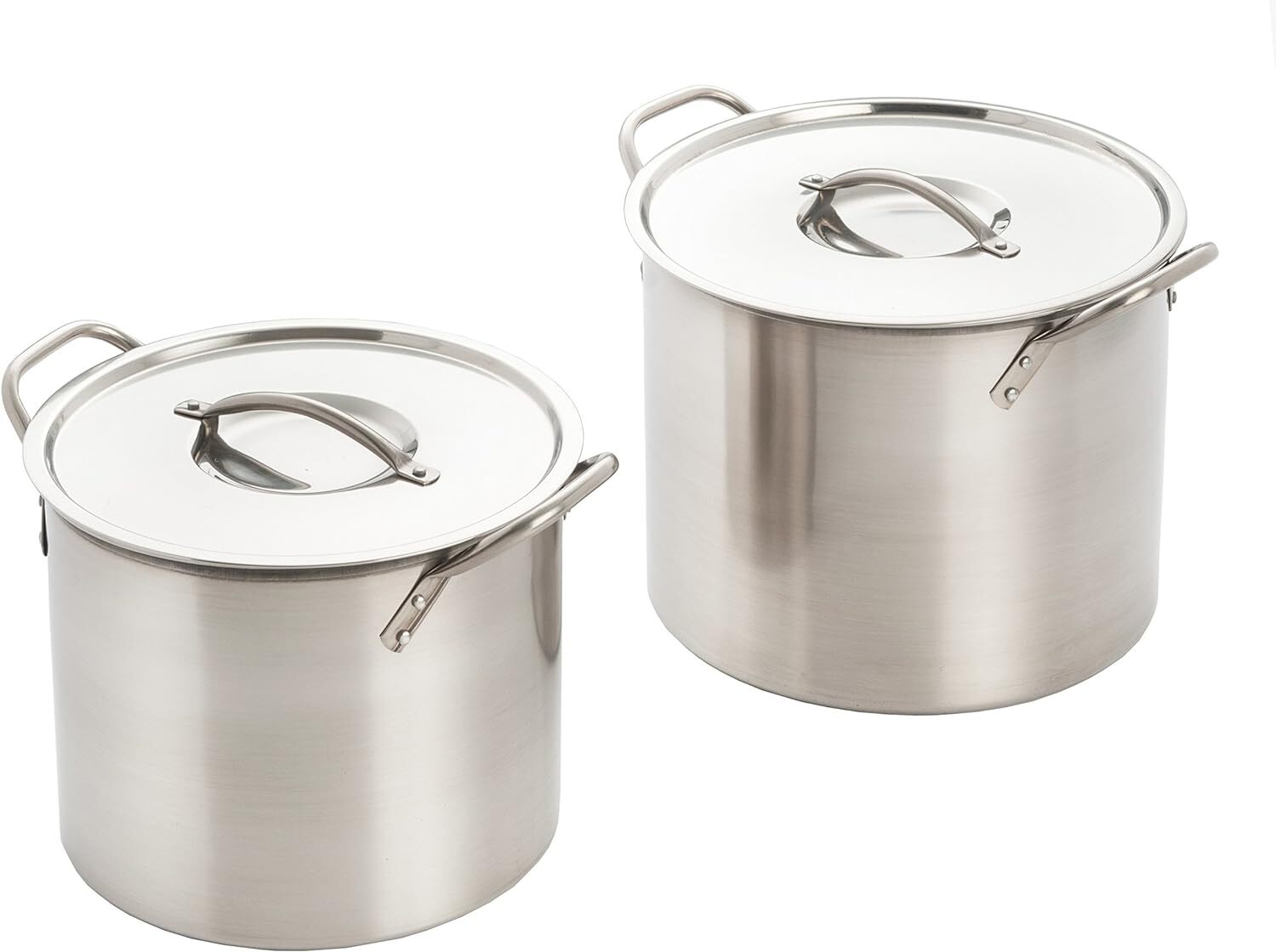 Brand New 2 Sets 8 Quarts & 12 Quarts Stainless Steel Stockpot with Lids