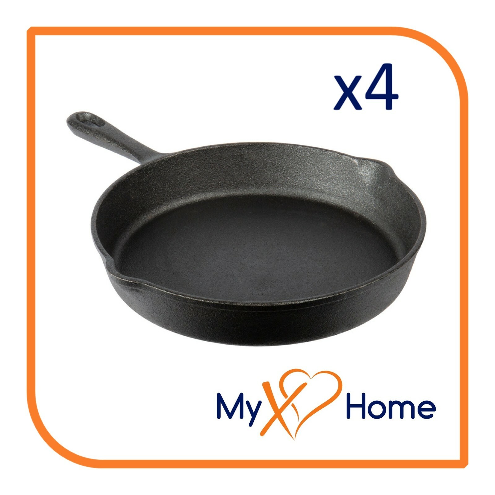 9″ Pre-Seasoned Cast Iron Skillet (4 Skillets) by MyXOHome
