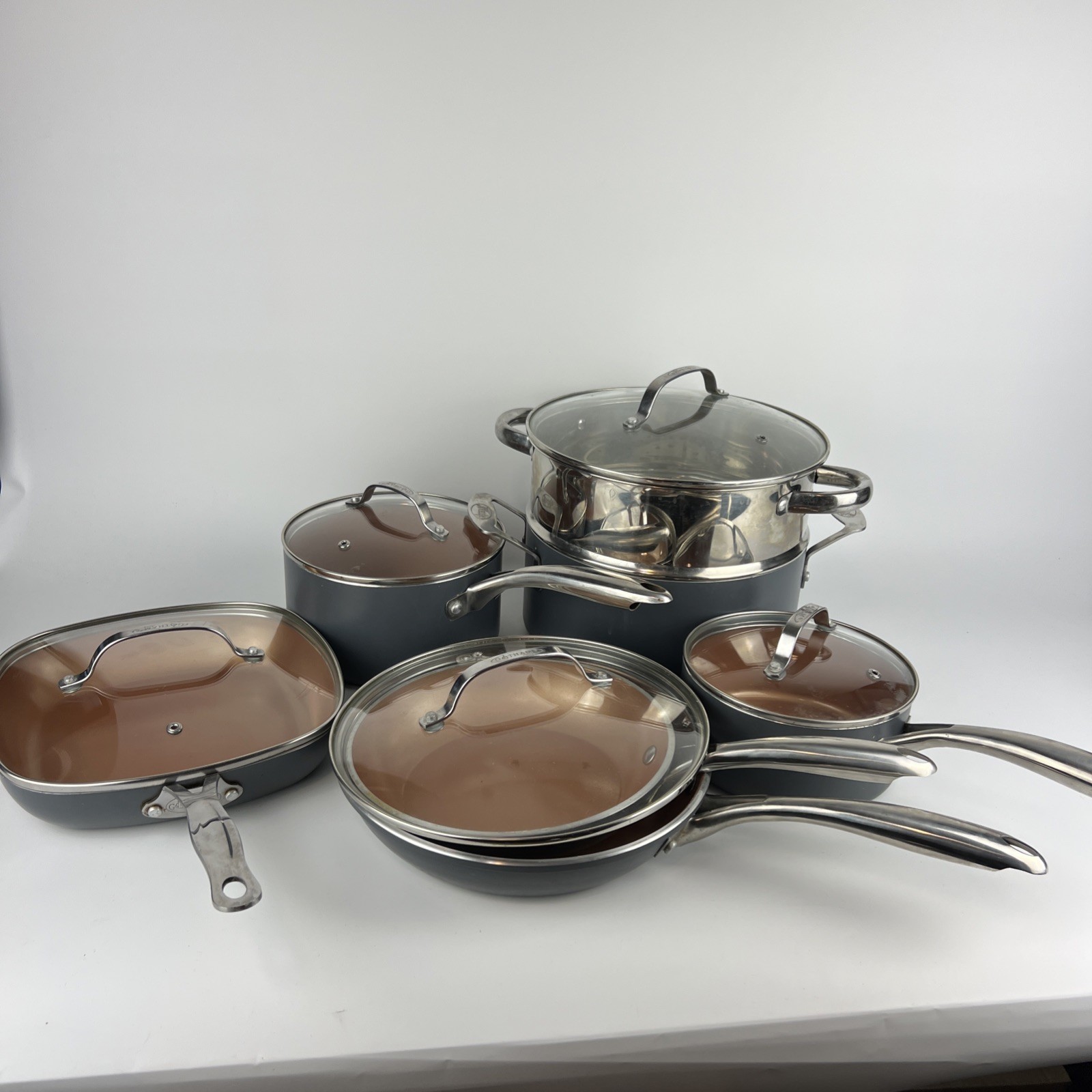 Gotham Steel 12 Piece Ceramic Nonstick Cookware Set Copper Preowned