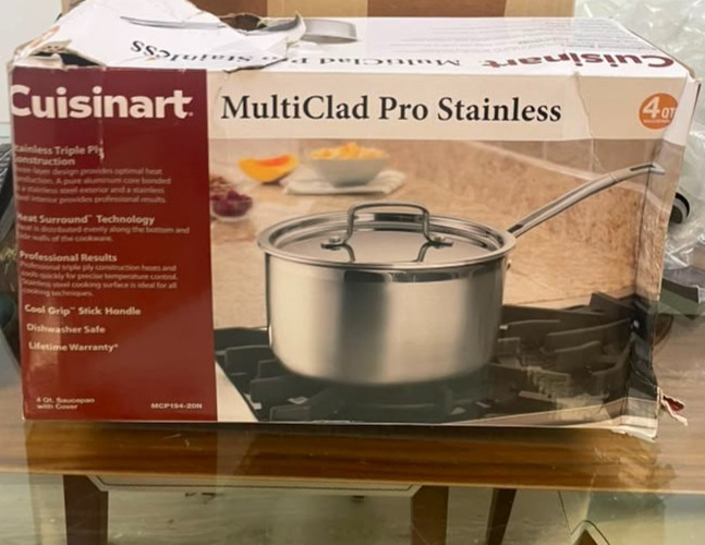 Cuisinart MultiClad Pro 4 Qt. Stainless Steel Stockpot. Dishwasher Safe.