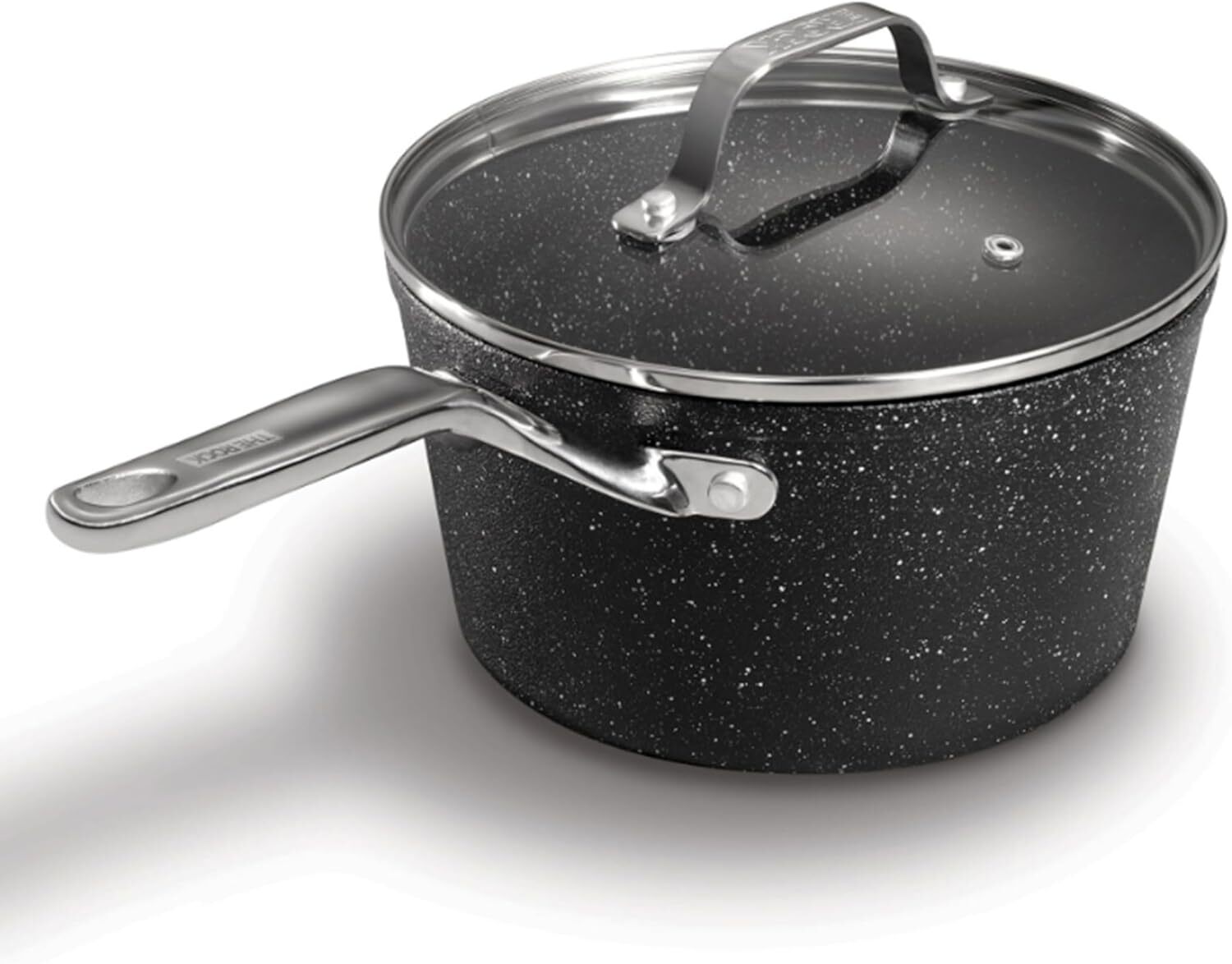 THE ROCK by 2-Quart Saucepan with Glass Lid and Stainess Steel Handle Black