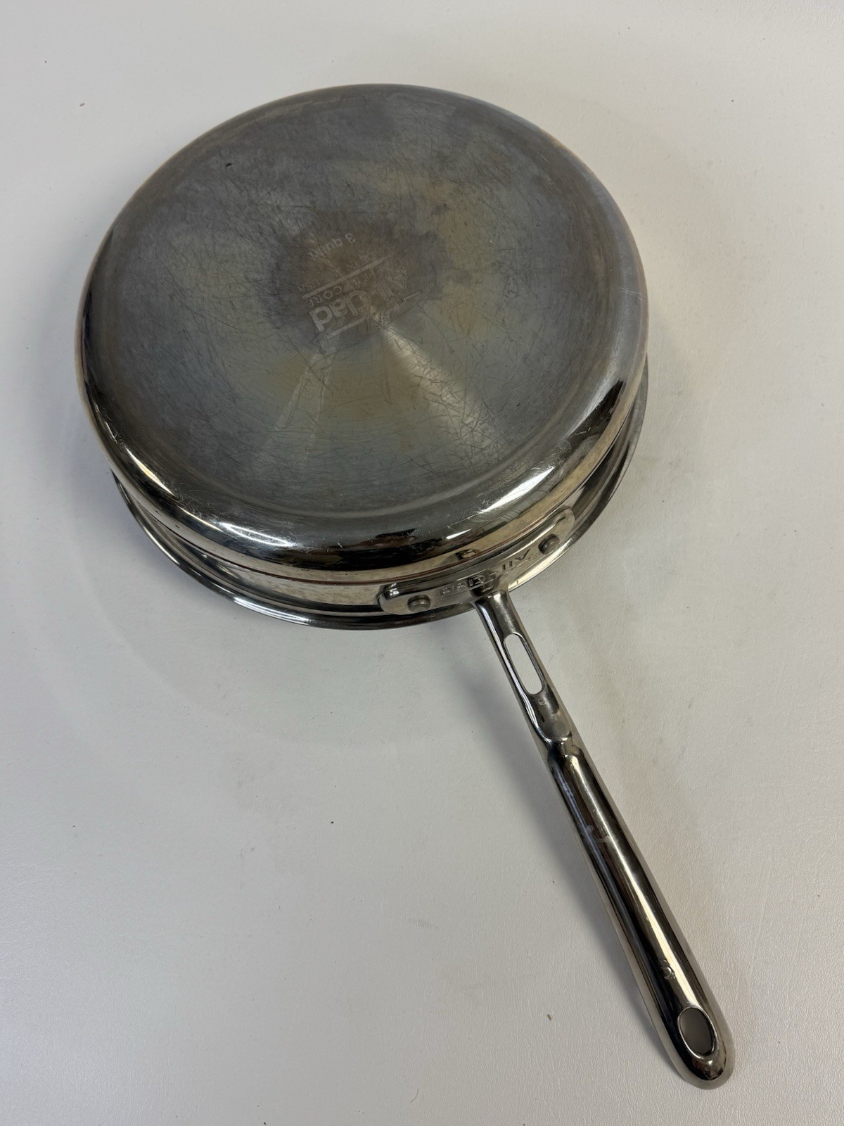 All-Clad Copper Core 11” Saute Pan w/ Lid SS Chef Pan 3 Qt Helper Handle USA