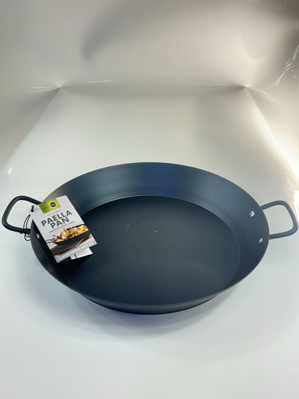 GreenPan 15″ Carbon Steel Paella Pan Pre-Seasoned Stovetop Oven Grill