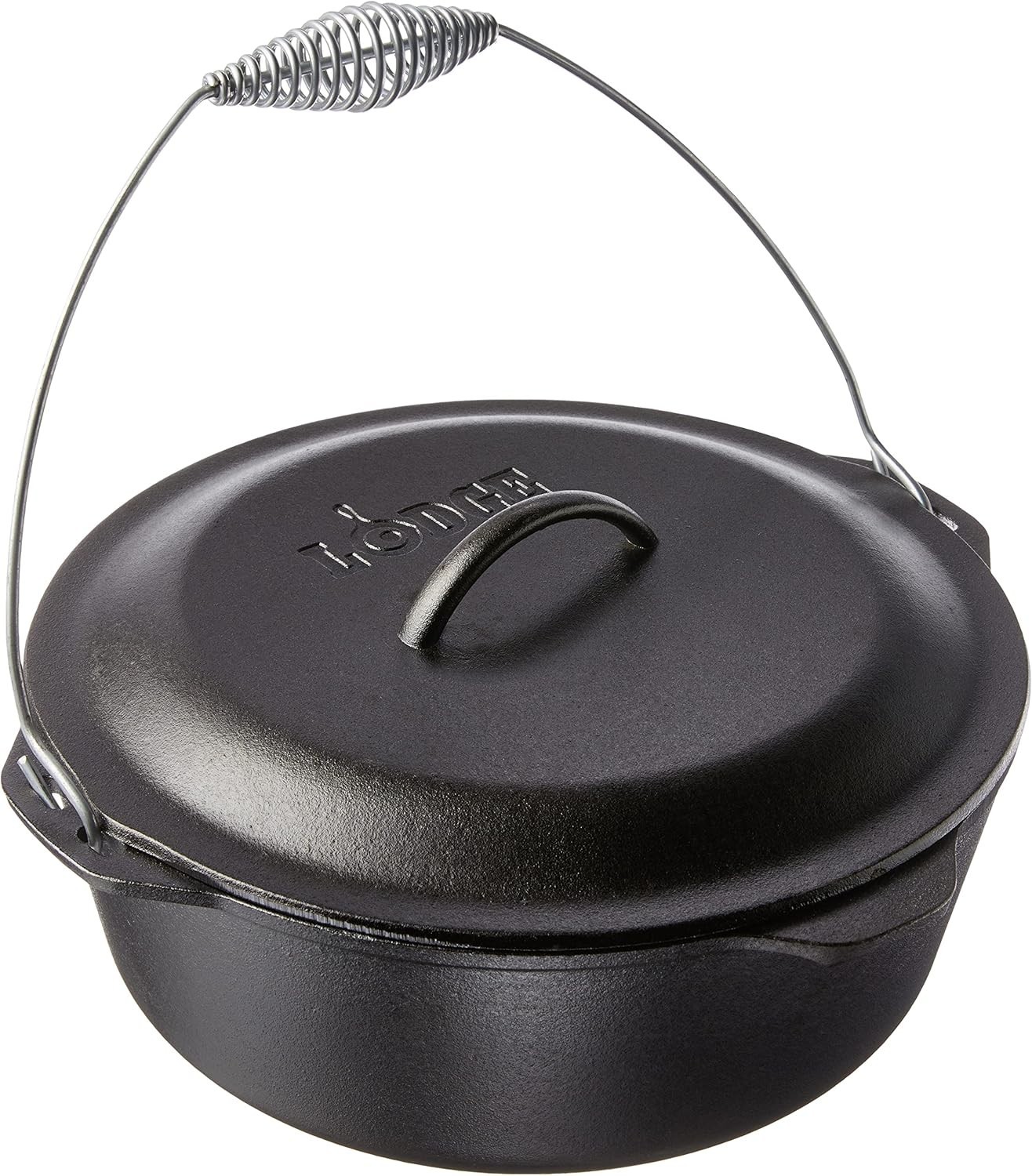 9 Quart Pre-Seasoned Cast Iron Dutch Oven with Lid, Wire Bail Handle, Black