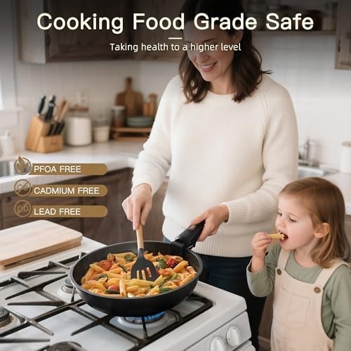 Pots and Pans Set Non Stick, 21 Pcs Ceramic Cookware Set with Detachable Handles