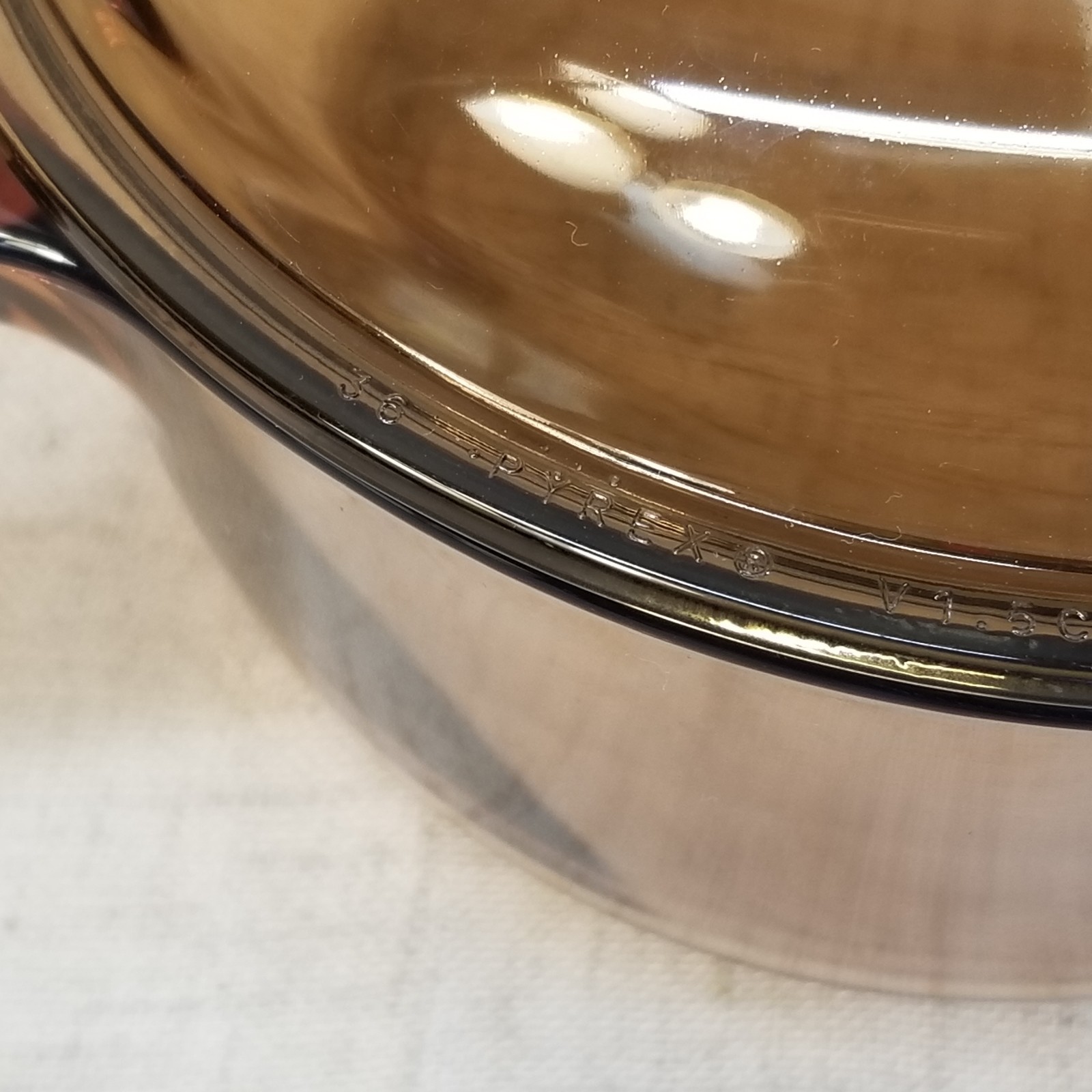 Pyrex Corning Ware Visions Amber Cookware 1.5 L Liter Saucepan Pot Lid Vtg EUC