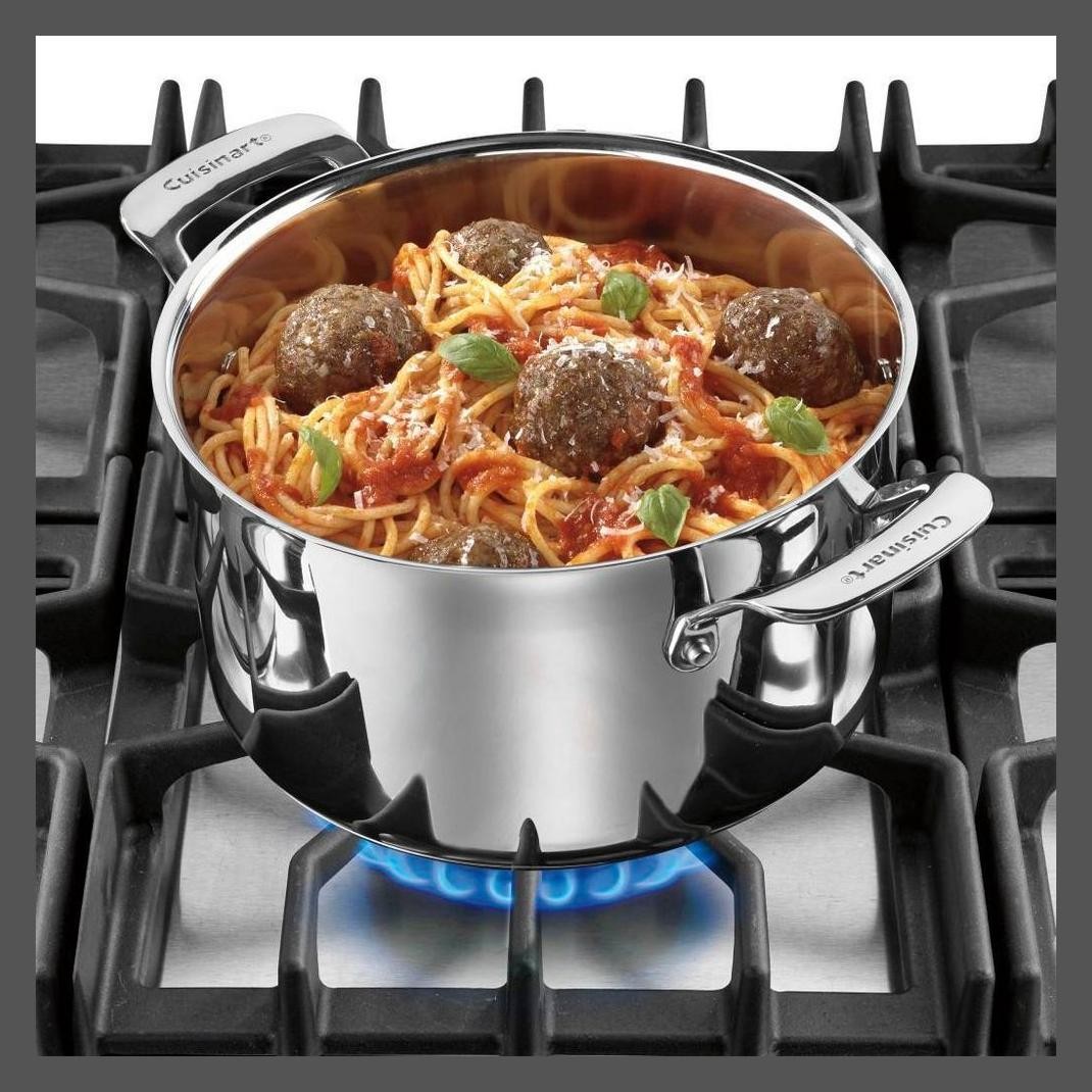 Cuisinart 2PC Stainless Steel Pasta Pot Set 500F 5.75QT Straining Cover