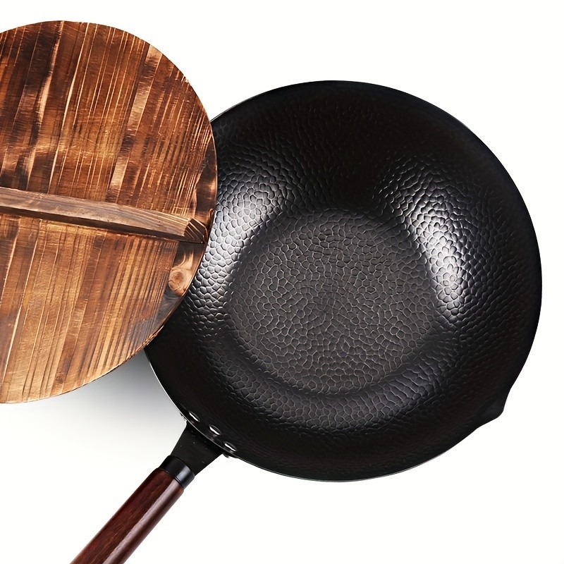 Cast Iron Wok with 11pcs Cookware Accessories, Chinese Wok Pan 12.6 Inch