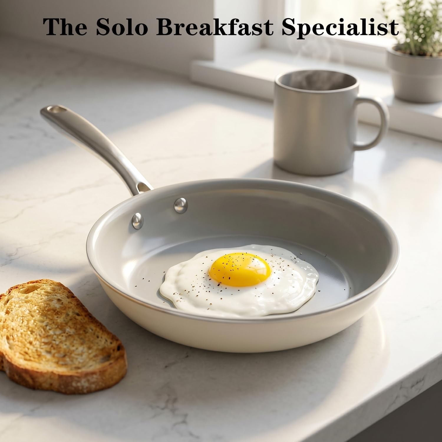 8In Nonstick Ceramic Frying Pan Compatible With Induction Gas Electric 1.5L