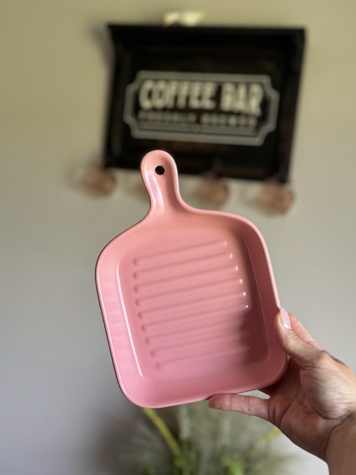Square Griddle Pan W Handle Lot Oven & Microwave Safe Serve Ware Set Pink Decor
