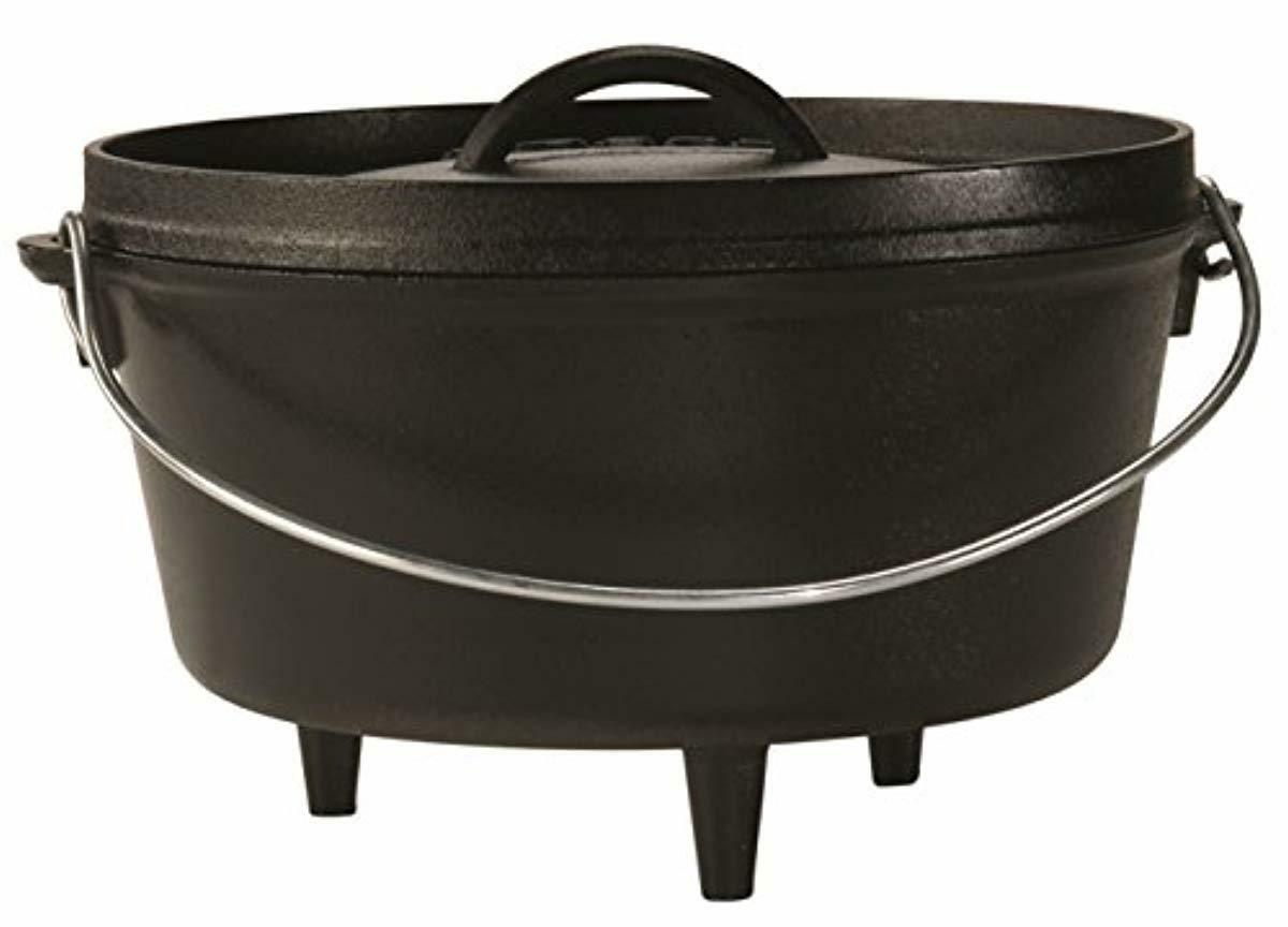 Lodge Preseasoned Cast Iron Deep Camp Dutch Oven Hot Coals USA Made Cookware 5Qt