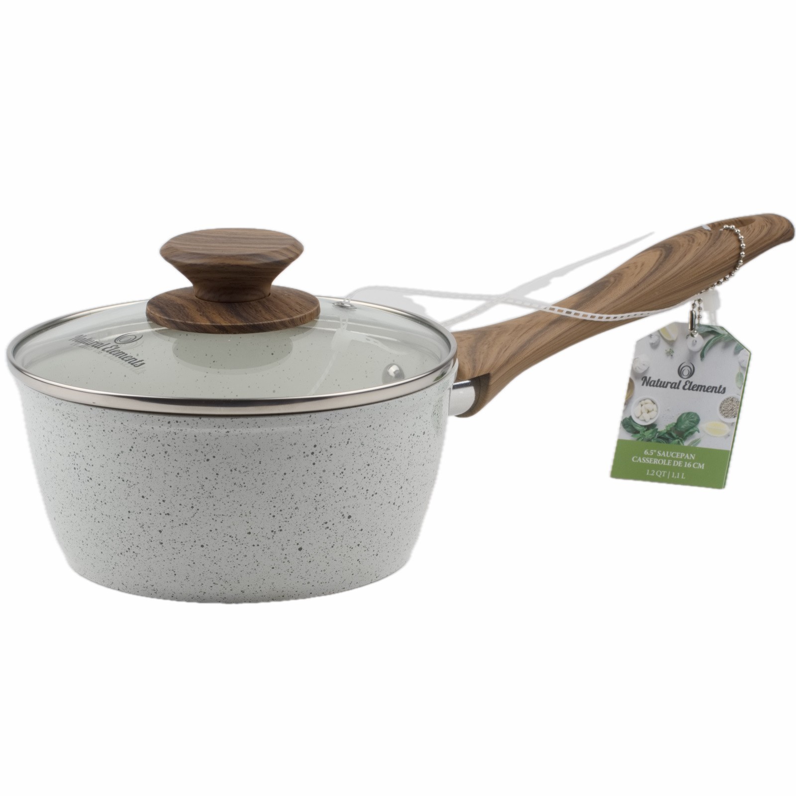 Natural Elements 6.5″ Saucepan with Lid 1.2 qt Cookware Off White
