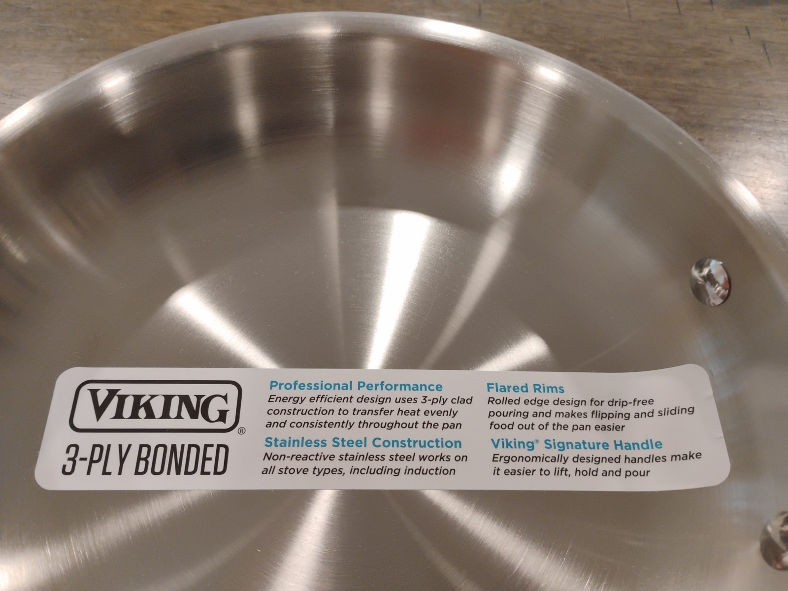 Viking 3-Ply Bonded Cookware Stainless Steel Fry Pan 8” Frying Pan Skillet NWT
