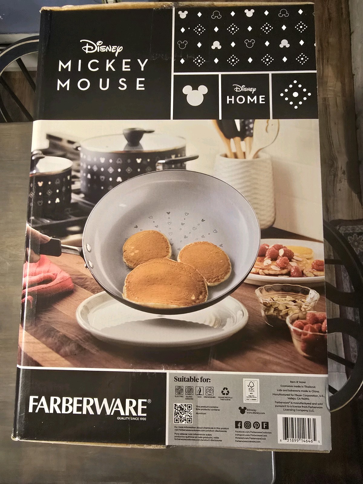 Disney Home Farberware 7 Piece Mickey Mouse Monochrome Ceramic Nonstick Cookware
