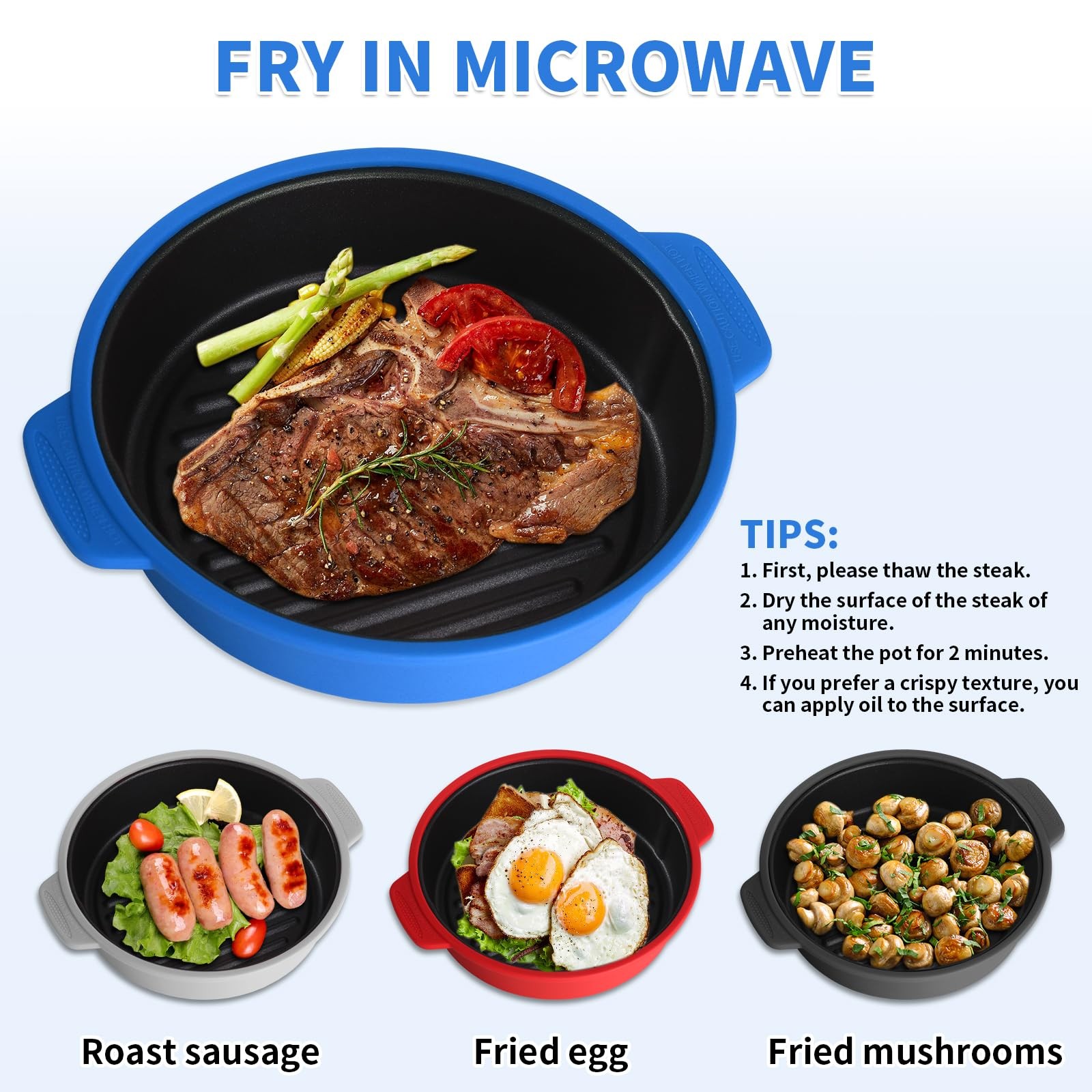 Microwave Grill Pan, Fry Griddle Crisper Pan with Lid for Grilling Browning a…