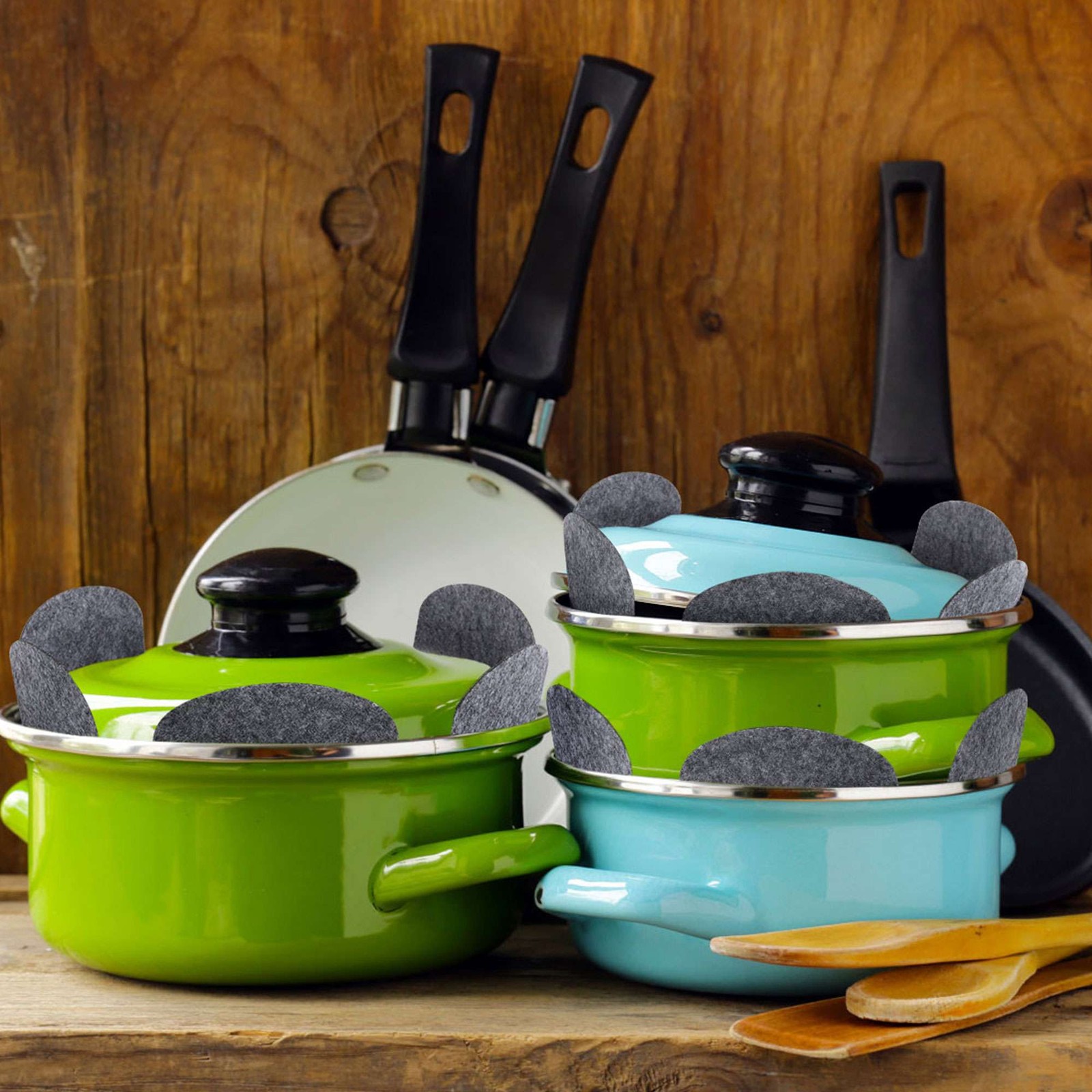 6PCS Felt Pots and Pans Divider Separator Pads, Cookware Protector Set