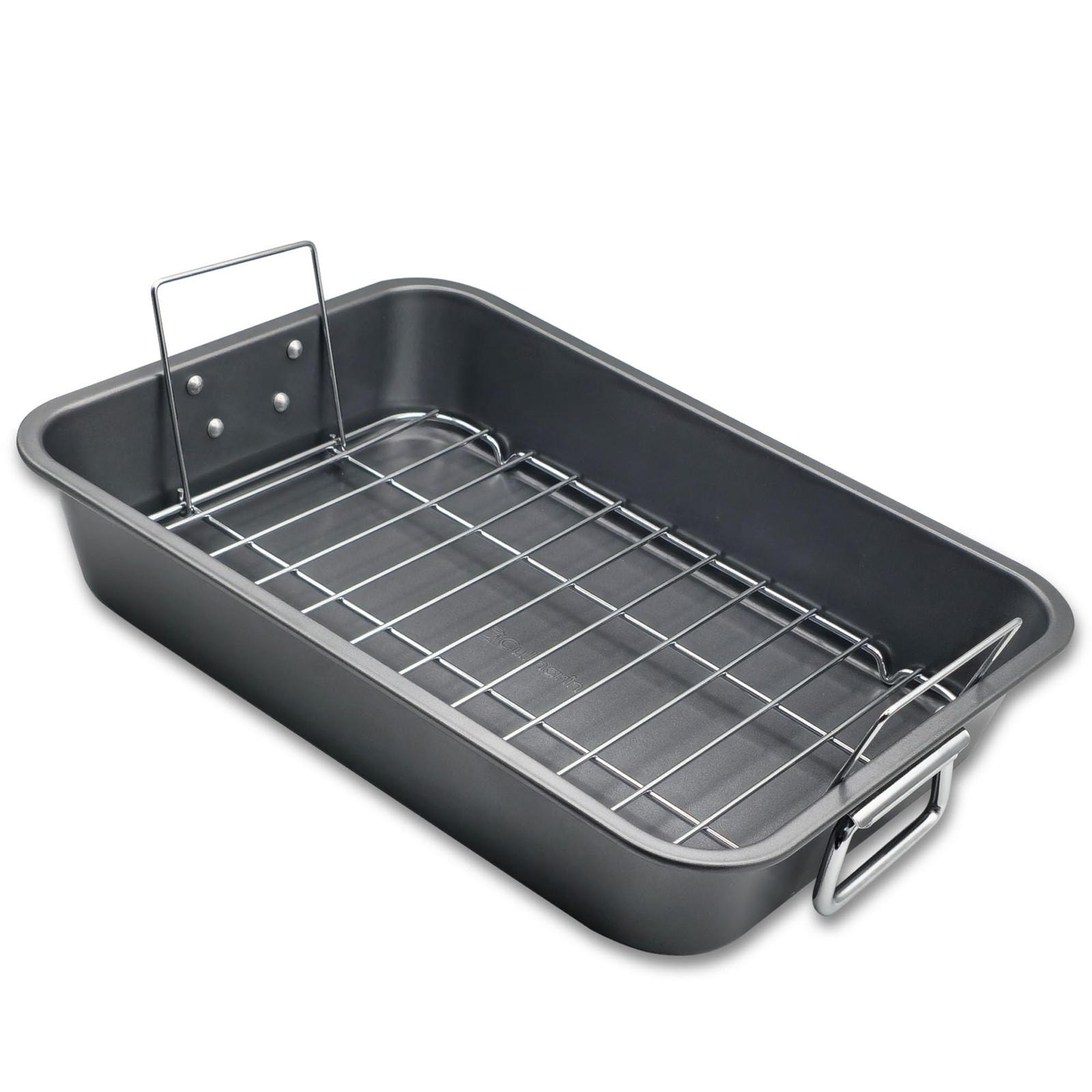 Roasting Pan With Rack 11 x 15 – Non Stick Large Roaster Pan and Flat Rack with