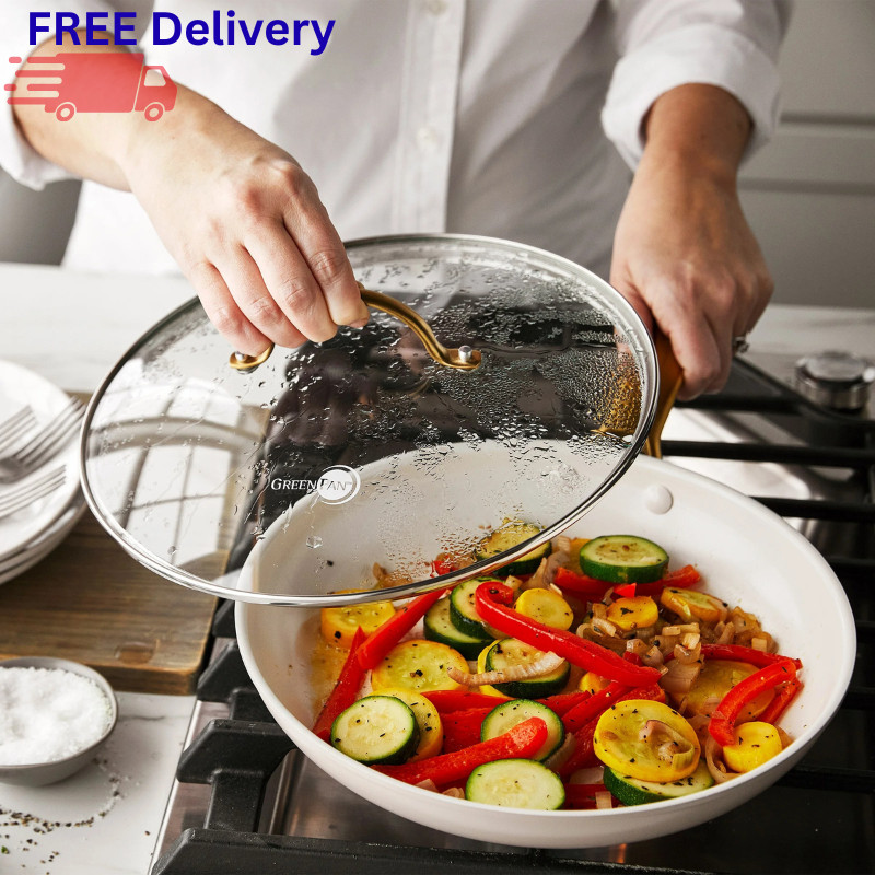 GreenPan Reserve 12-Piece Cookware Set Ceramic Nonstick PFAS-Free Gold Tone New