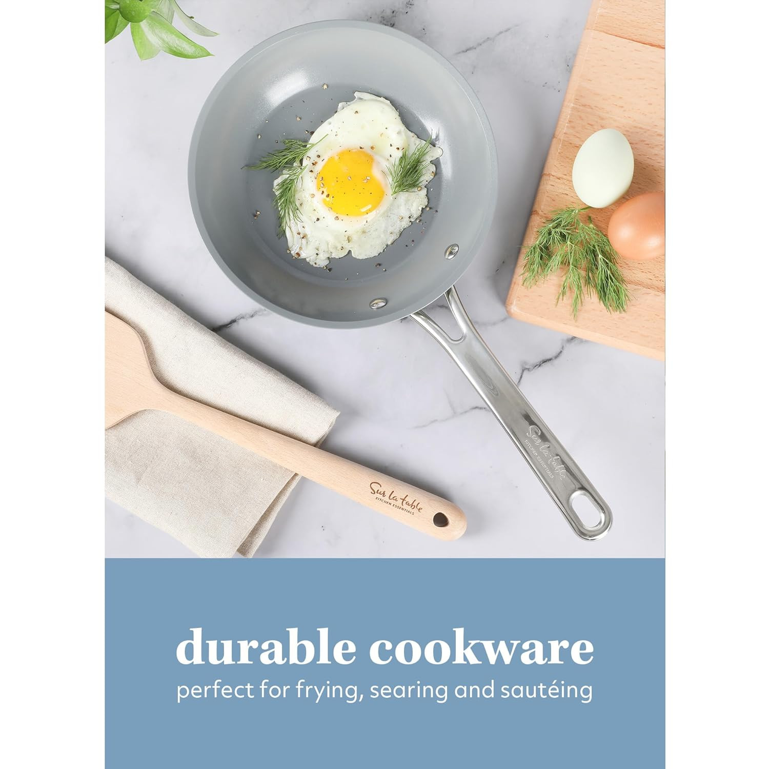 Sur La Table Kitchen Essentials 8 Inch Fry Pan PFA Free Titanium Ceramic Nonstic