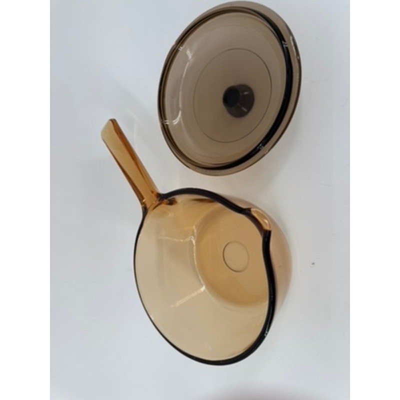Corning Visions 1L Amber Glass Saucepan V-1-C Lid USA Vintage Pyroceram 1 Liter