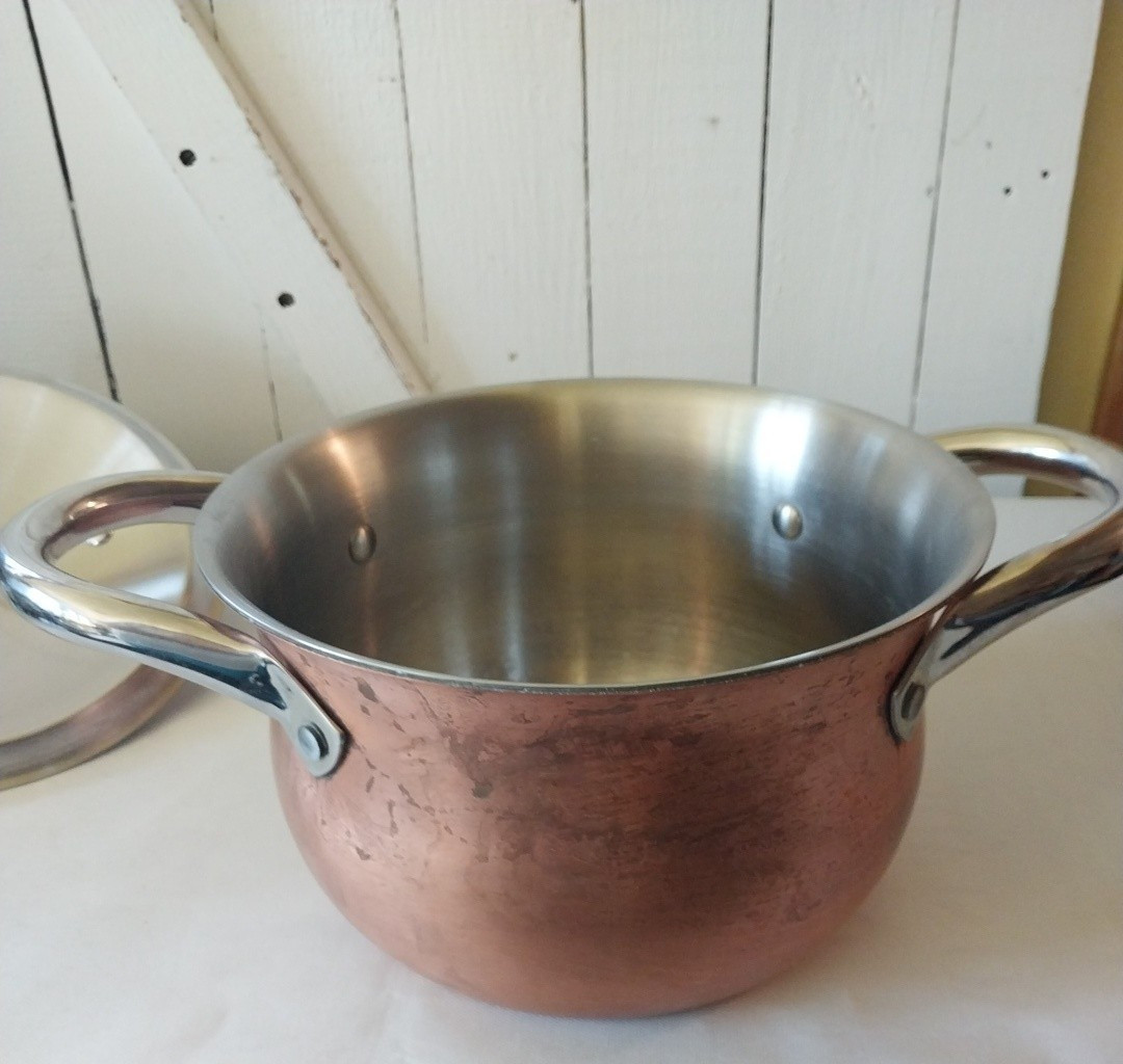 La Sera Hammered Cookware Copper Pot Collection De Luxe Copper Triply w/Lid