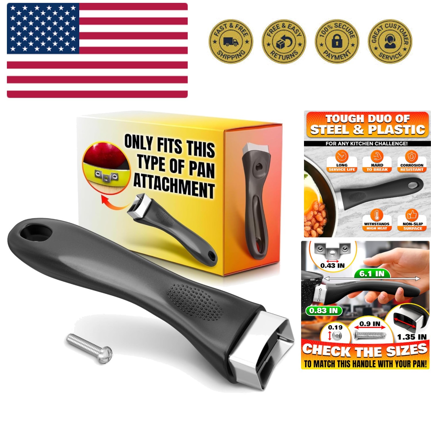 Pot Handle Replacement – 6.1″ Bakelite Pot Handles Replacement with Metal Scr…
