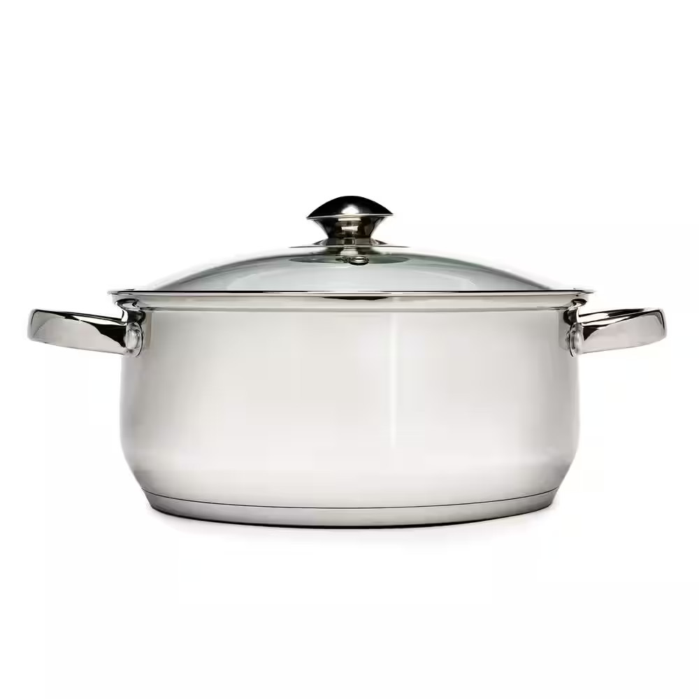 Pure Intentions 5 Qt. round Stainless Steel Dutch Oven in Polished Stainless Ste