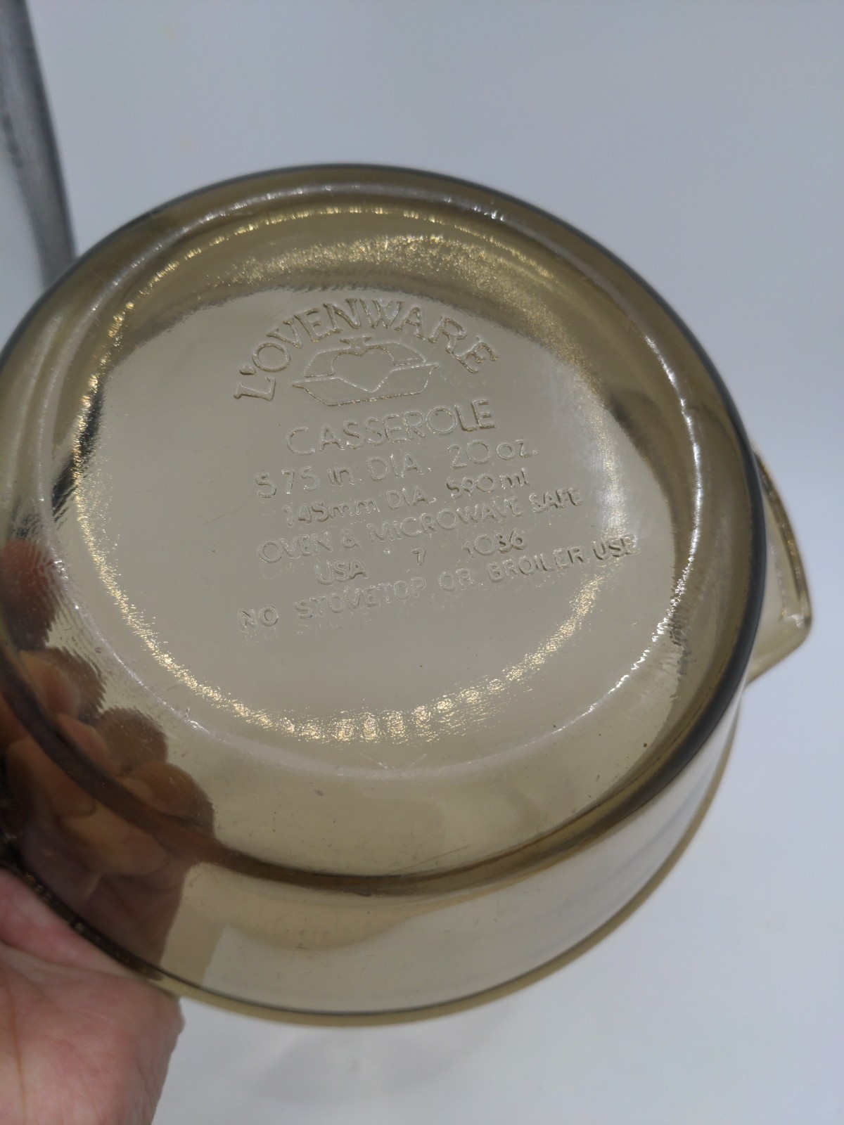 Vintage Lovenware 20oz 500mL Casserole Baking Dish Bowl 1036 Smoke Color 5.7”Dia