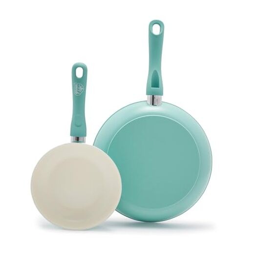 Non Stick Fry Pan Set (7″ & 10″), 7″ & 10″ Frying Pan Skillet Set Turquoise