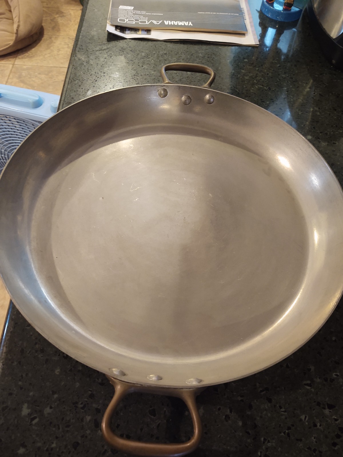 Vtg HUGE 16″ French Hammered Copper Mauviel Au Gratin Paella Williams Sonoma