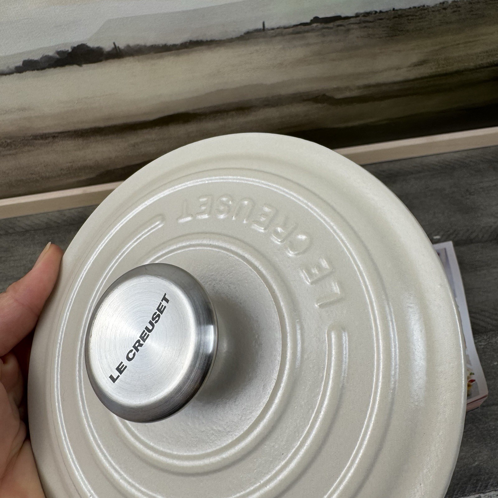 Le Creuset Signature Enameled Cast Iron Saucepan 1 3/4-Qt. Brioche Scuffed Read