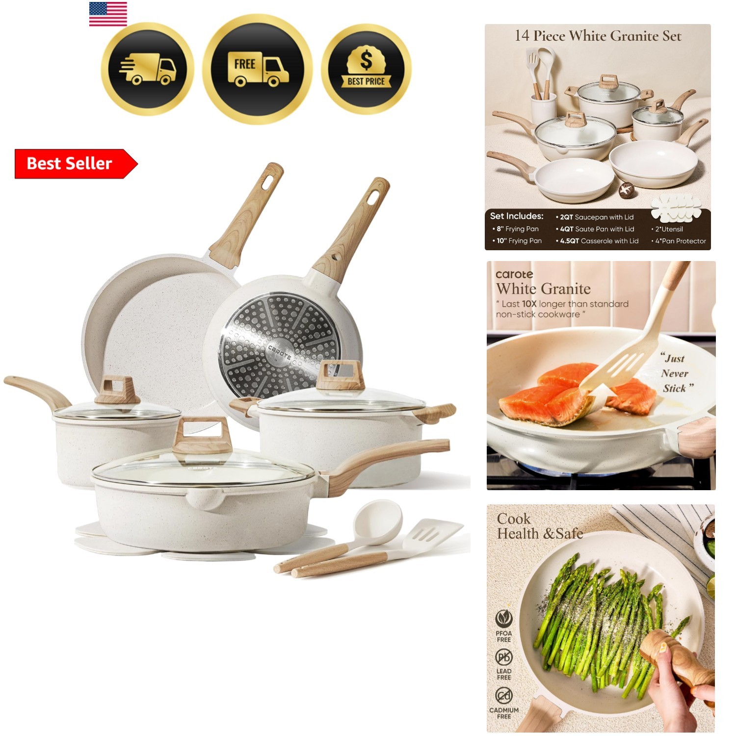 14 Pcs Pots and Pans Set Nonstick,Cookware Set Kitchen Cooking Set with Utens…